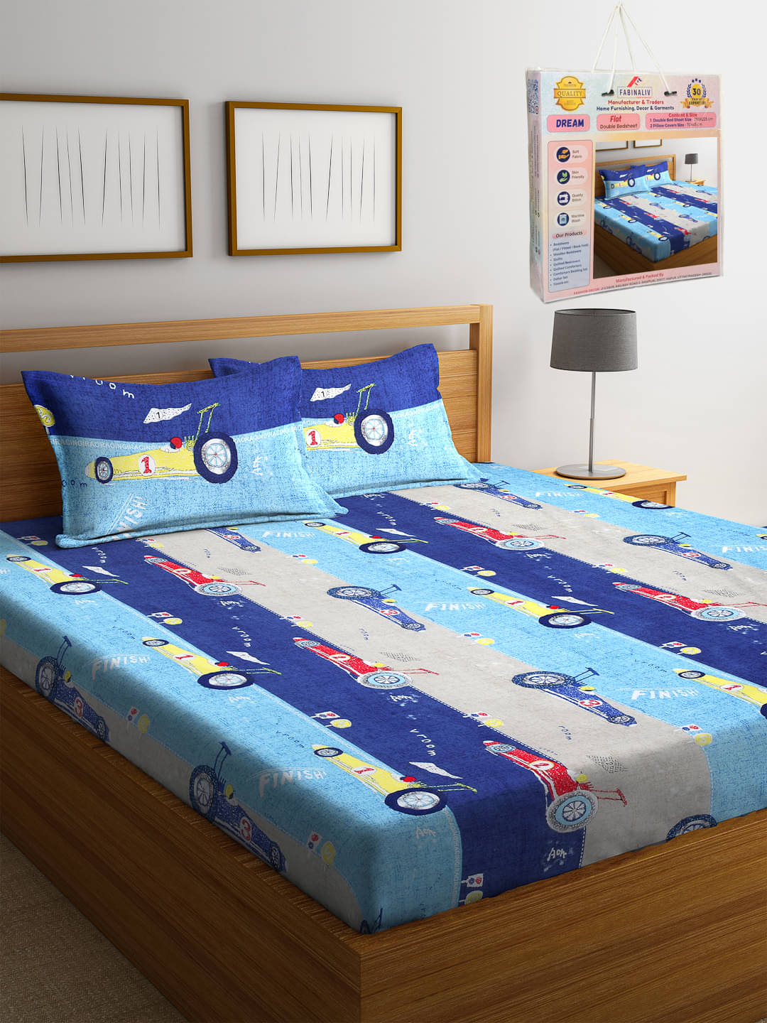 FABINALIV Poly Cotton 1 Double Bedsheet with 2 Pillow Covers ( Navy Blue ) FABINALIV Poly Cotton 1 Double Bedsheet with 2 Pillow Covers ( Navy Blue )