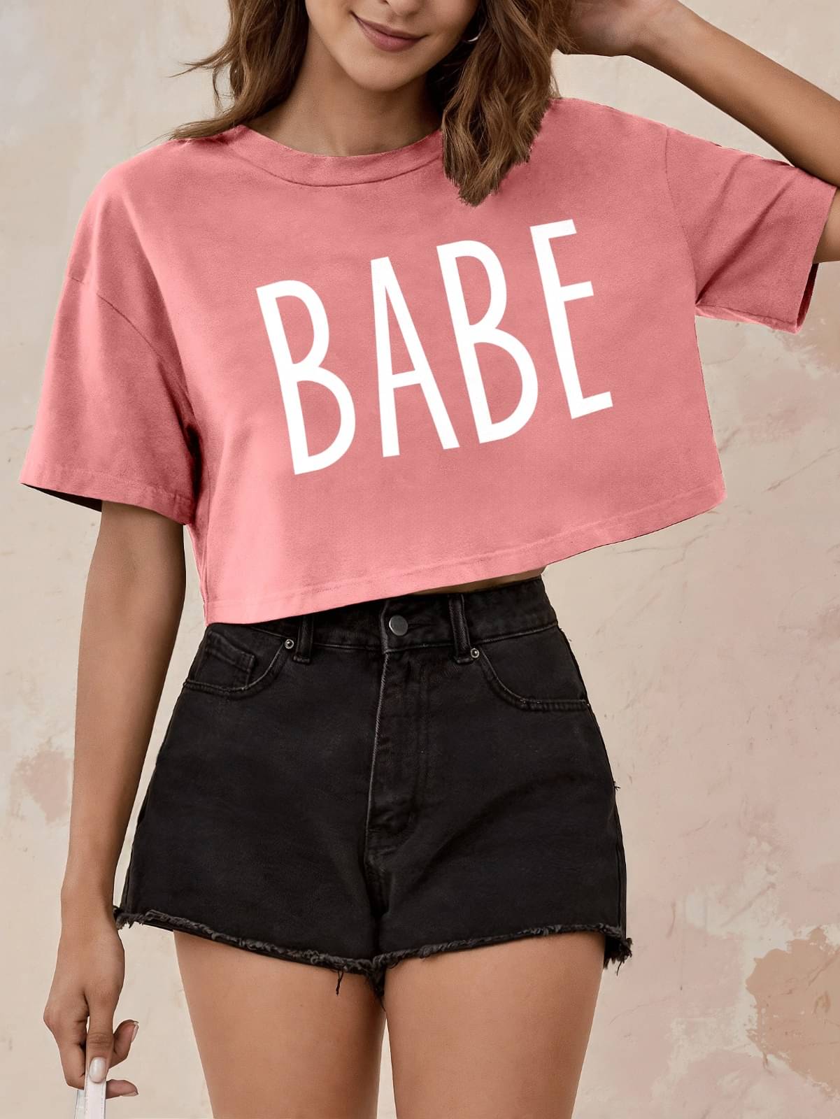 FIRI Women's Cotton Blend Crop Top ( Pink ) FIRI Women's Cotton Blend Crop Top ( Pink )