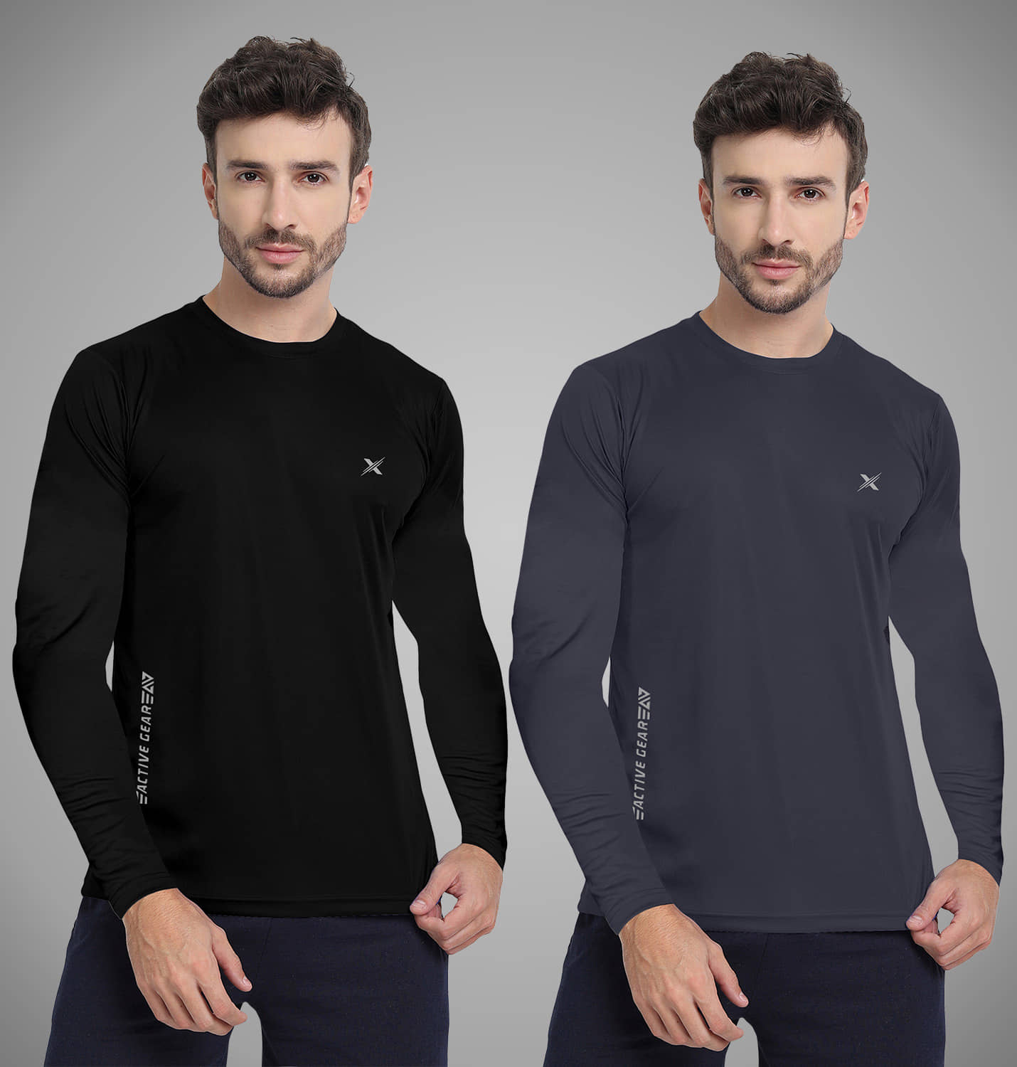 FTX Polyester Regular Fit Printed Full Sleeves Men's Round T-Shirt - Red ( Pack of 2 )