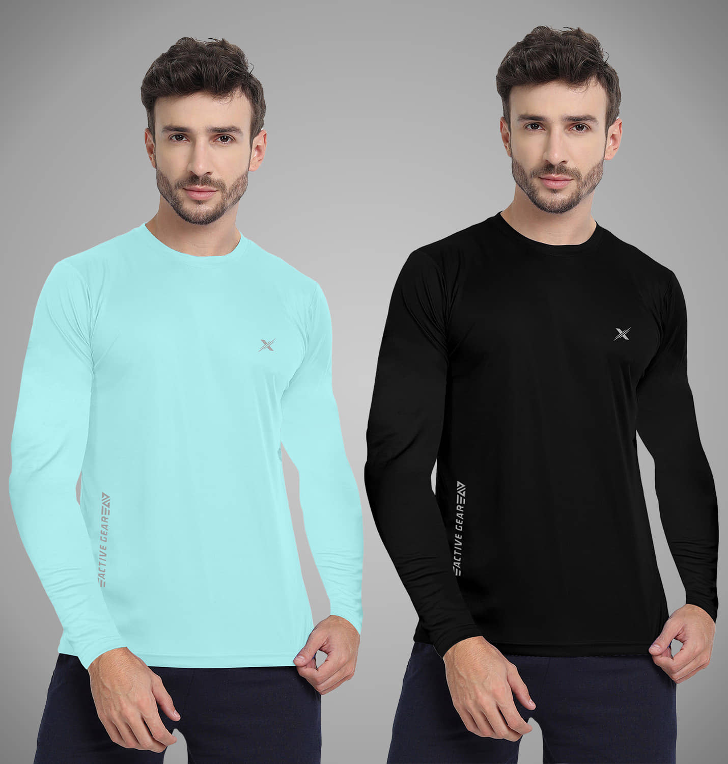 FTX Polyester Regular Fit Printed Full Sleeves Men's Round T-Shirt - Red ( Pack of 2 )