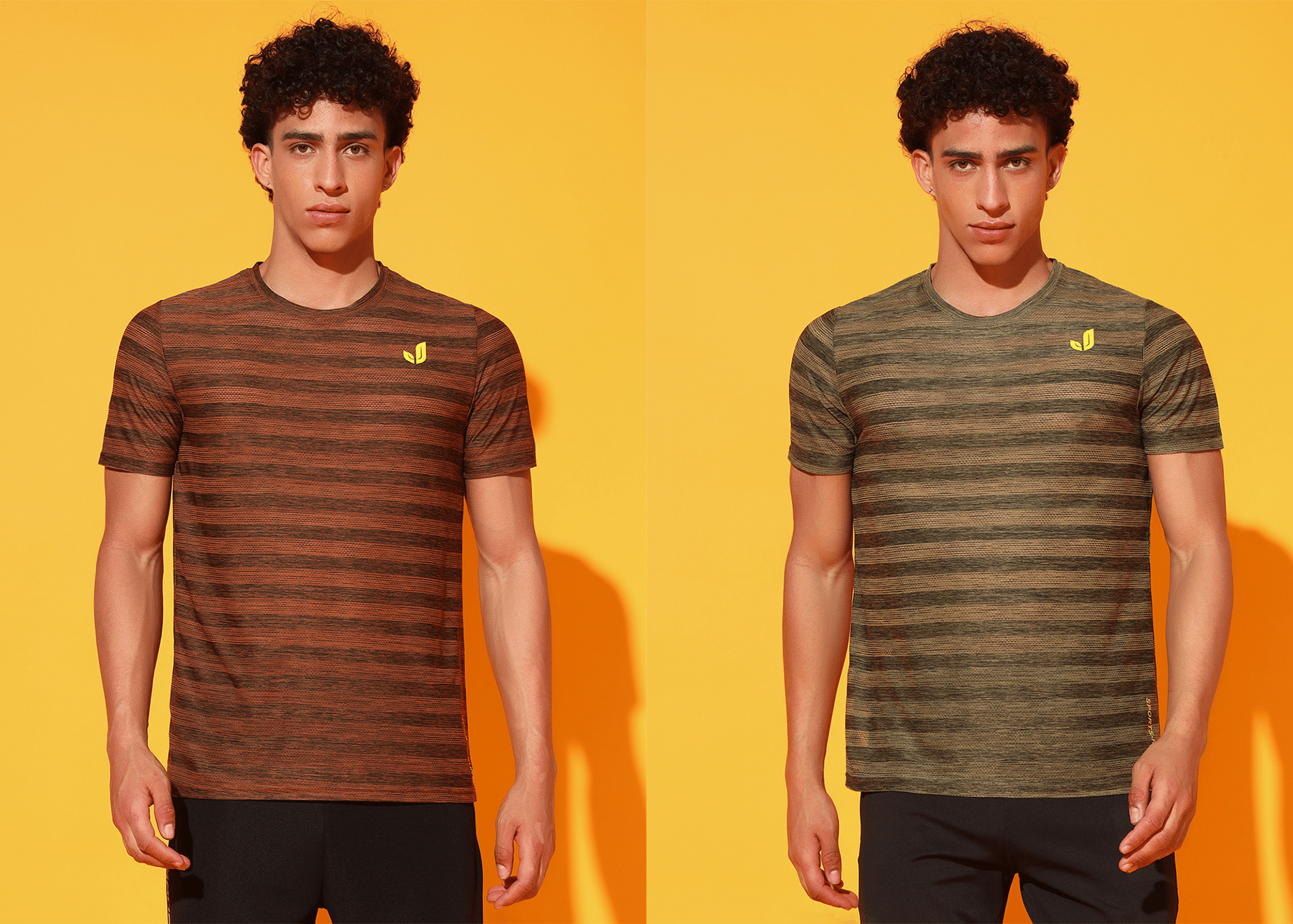     			Glito Polyester Regular Fit Striped Half Sleeves Men's Round T-Shirt - Multicolor ( Pack of 2 )