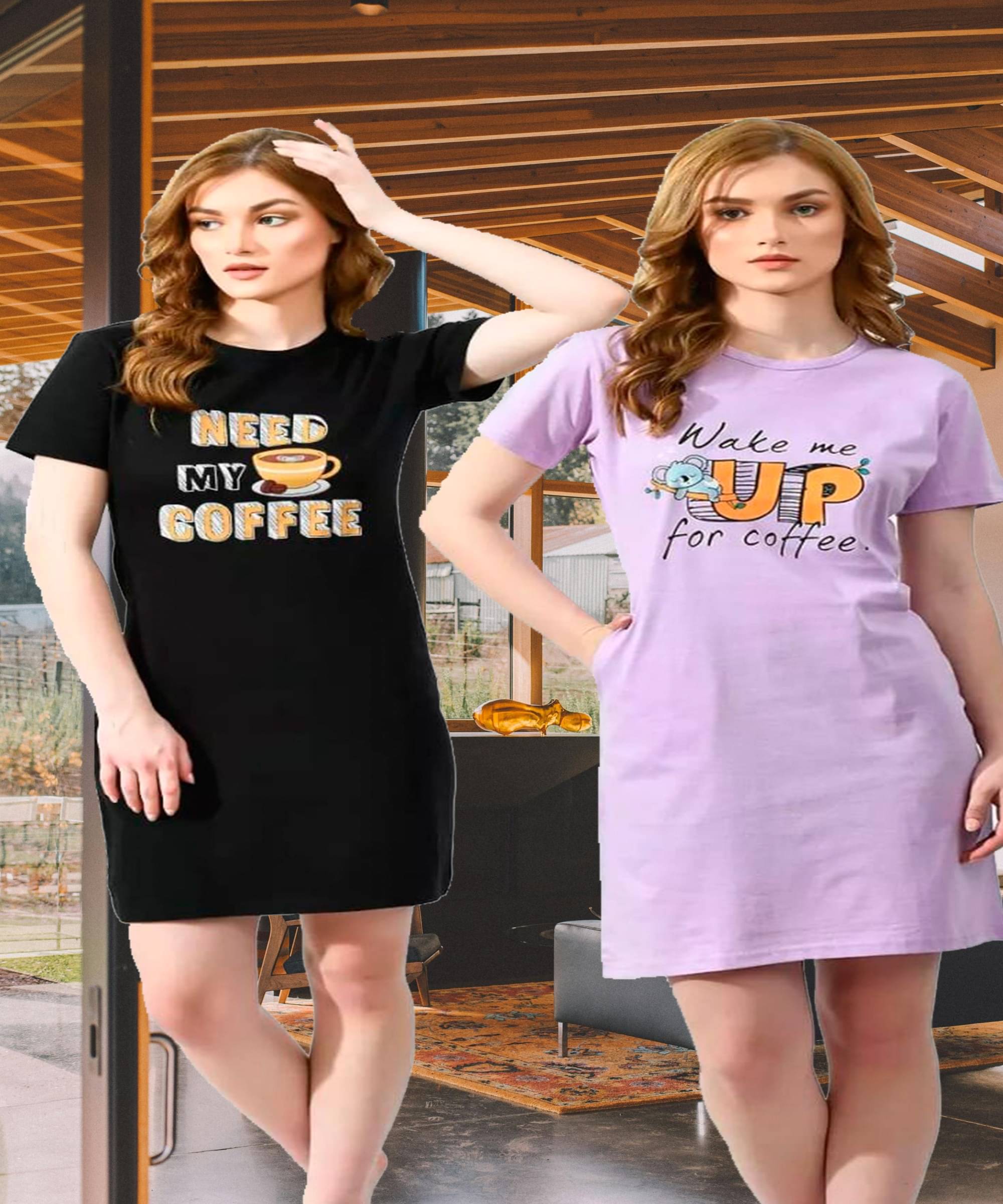 HELL BOUND Women Cotton Printed T-shirt Dress ( Multicolor ) HELL BOUND Women Cotton Printed T-shirt Dress ( Multicolor )