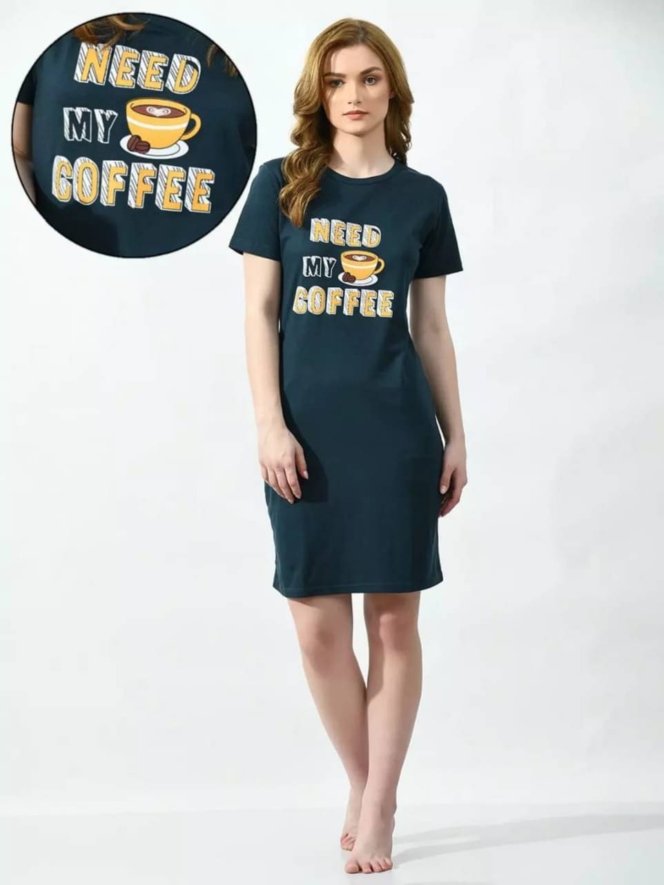     			HELL BOUND Women Cotton Printed T-shirt Dress ( Multicolor )