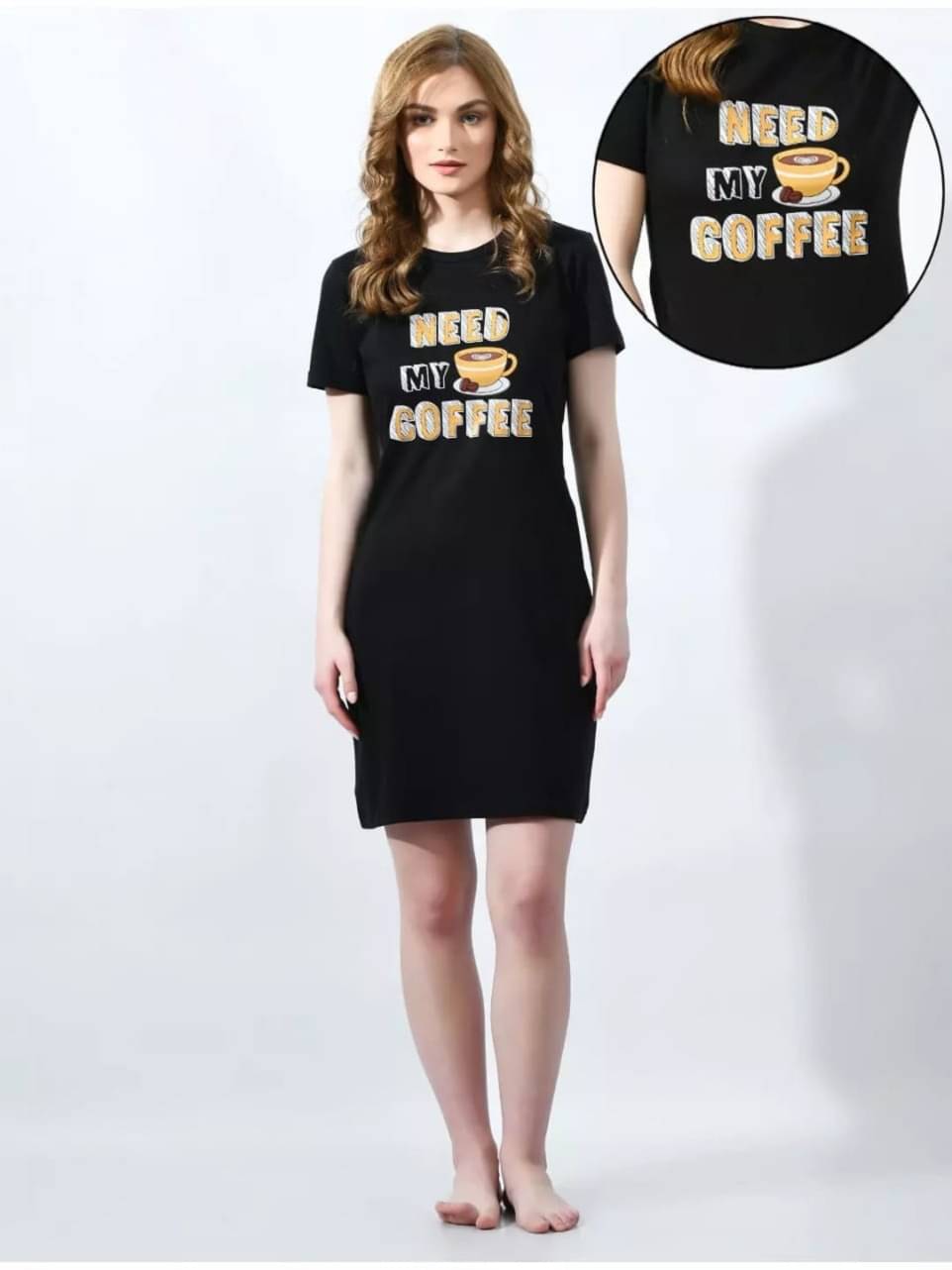 HELL BOUND Women Cotton Printed T-shirt Dress ( Black ) HELL BOUND Women Cotton Printed T-shirt Dress ( Black )