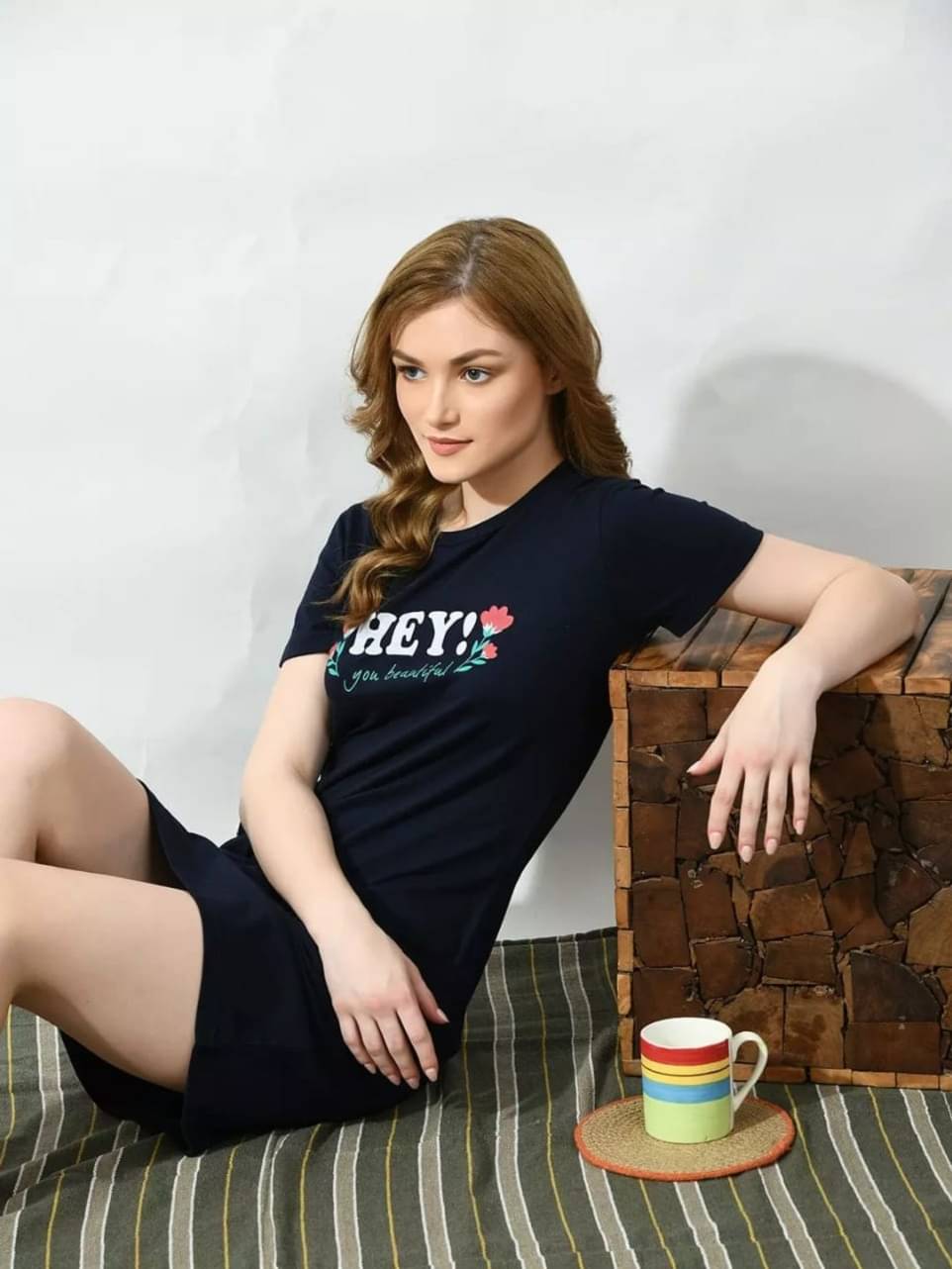 HELL BOUND Women Cotton Printed T-shirt Dress ( Navy Blue ) HELL BOUND Women Cotton Printed T-shirt Dress ( Navy Blue )