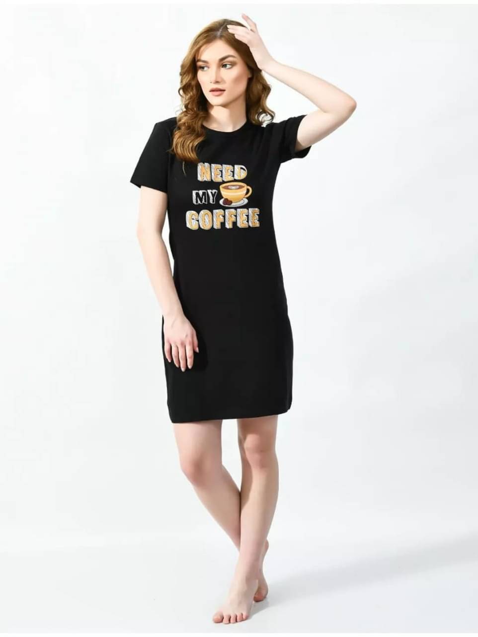 HELL BOUND Women Cotton Printed T-shirt Dress ( Black ) HELL BOUND Women Cotton Printed T-shirt Dress ( Black )