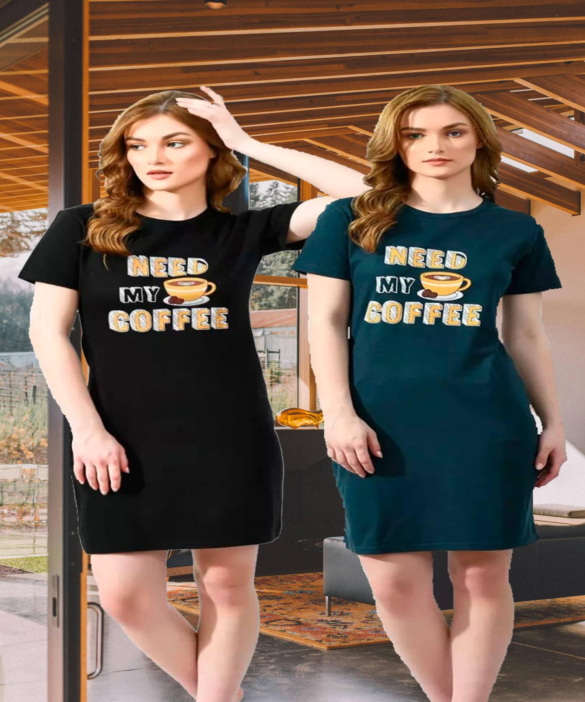 HELL BOUND Women Cotton Printed T-shirt Dress ( Multicolor ) HELL BOUND Women Cotton Printed T-shirt Dress ( Multicolor )
