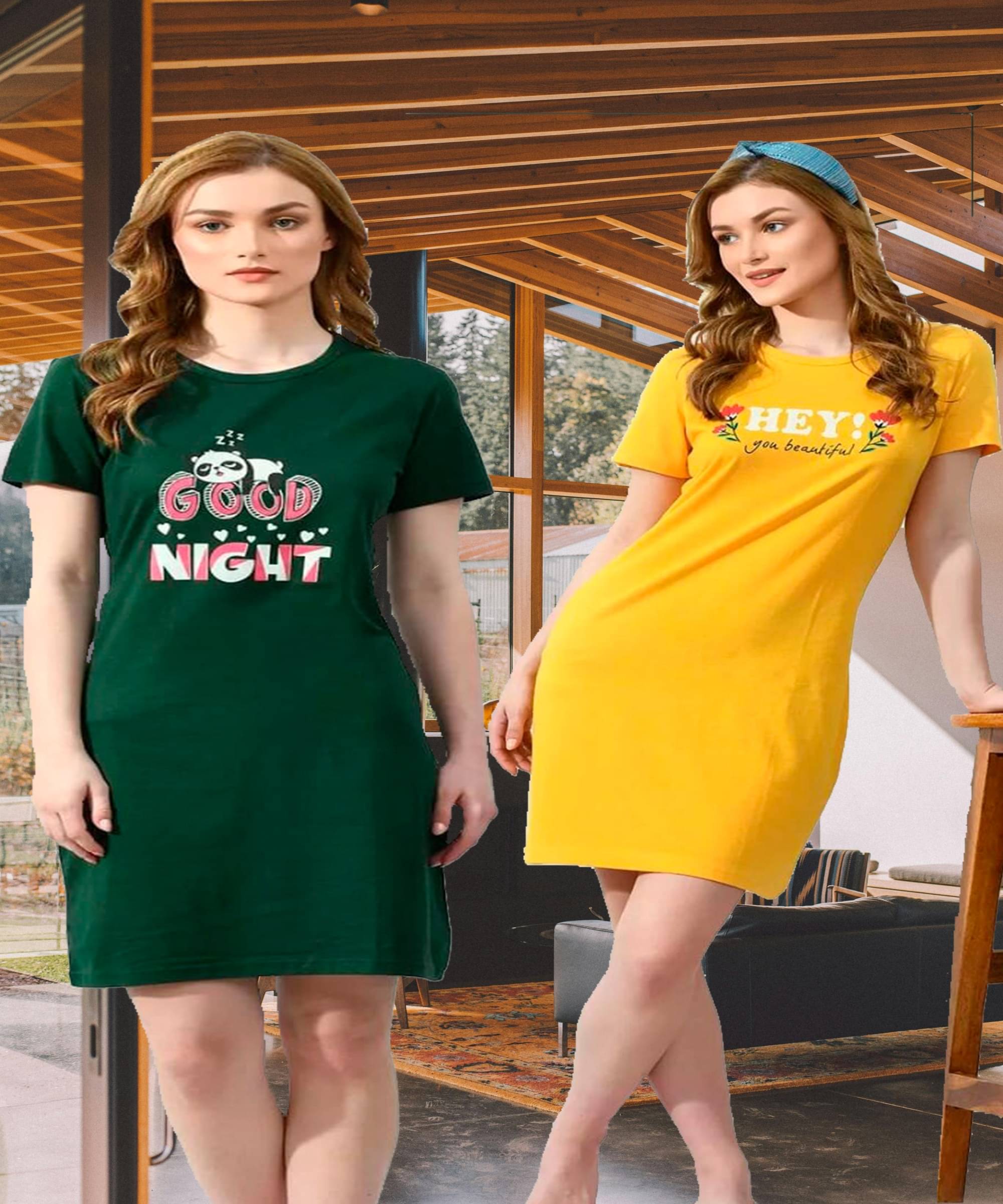 HELL BOUND Women Cotton Printed T-shirt Dress ( Multicolor ) HELL BOUND Women Cotton Printed T-shirt Dress ( Multicolor )