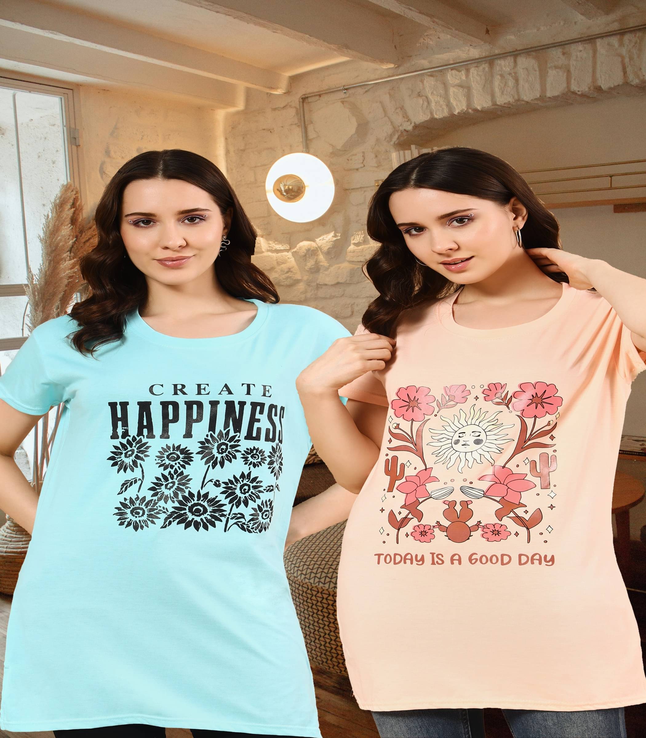 HELL BOUND Women Cotton Printed T-shirt Dress ( Multicolor ) HELL BOUND Women Cotton Printed T-shirt Dress ( Multicolor )