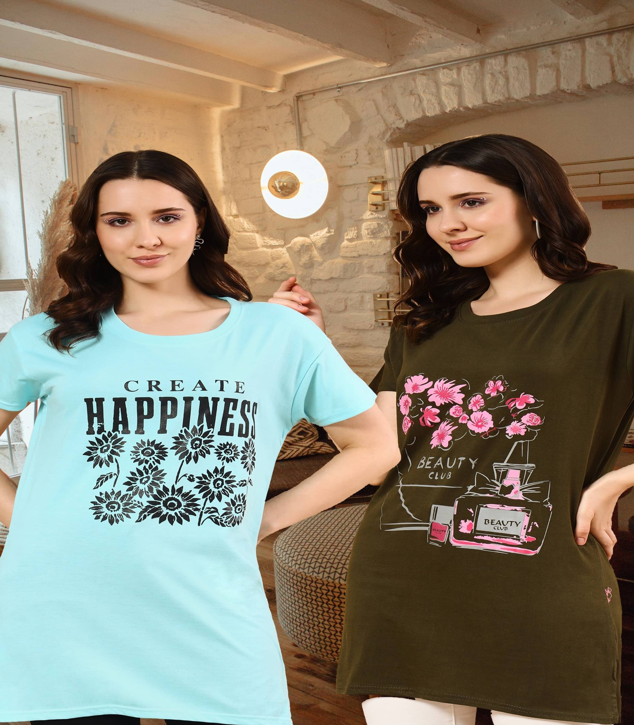 HELL BOUND Women Cotton Printed T-shirt Dress ( Multicolor ) HELL BOUND Women Cotton Printed T-shirt Dress ( Multicolor )