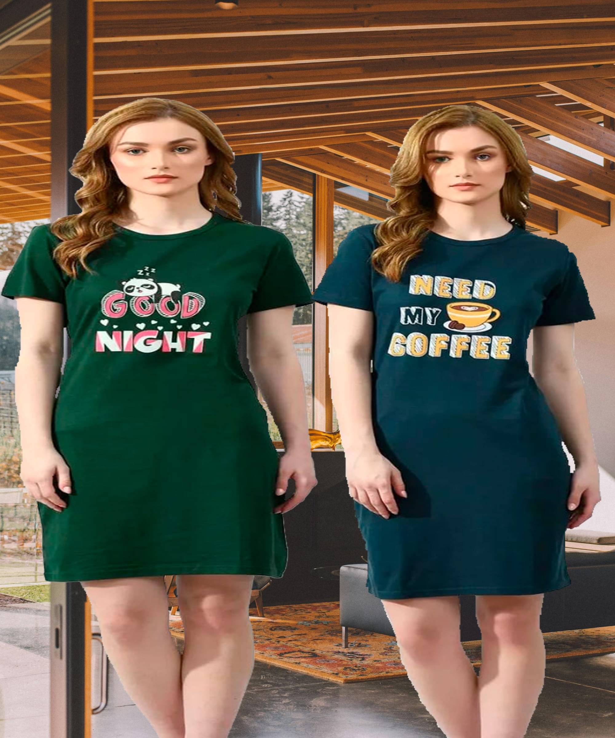 HELL BOUND Women Cotton Printed T-shirt Dress ( Multicolor ) HELL BOUND Women Cotton Printed T-shirt Dress ( Multicolor )