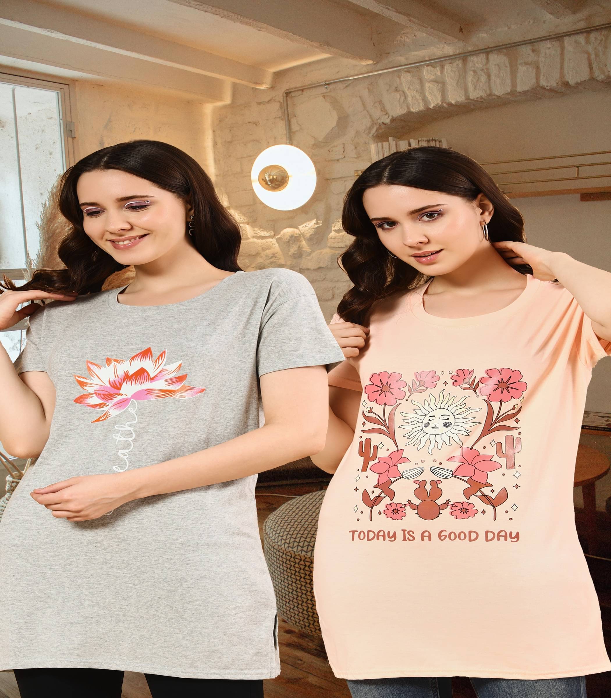 HELL BOUND Women Cotton Printed T-shirt Dress ( Multicolor ) HELL BOUND Women Cotton Printed T-shirt Dress ( Multicolor )