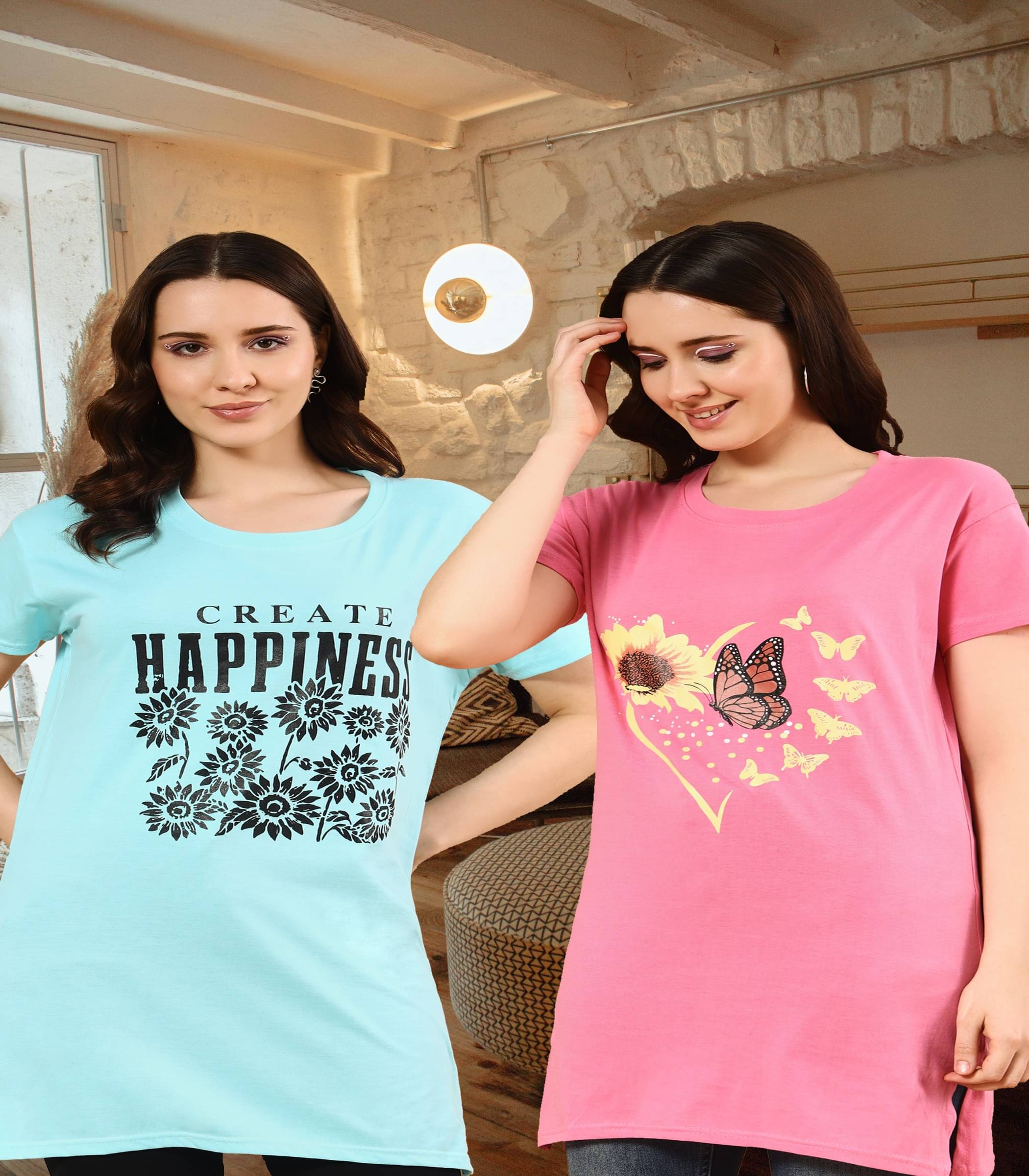 HELL BOUND Women Cotton Printed T-shirt Dress ( Multicolor ) HELL BOUND Women Cotton Printed T-shirt Dress ( Multicolor )