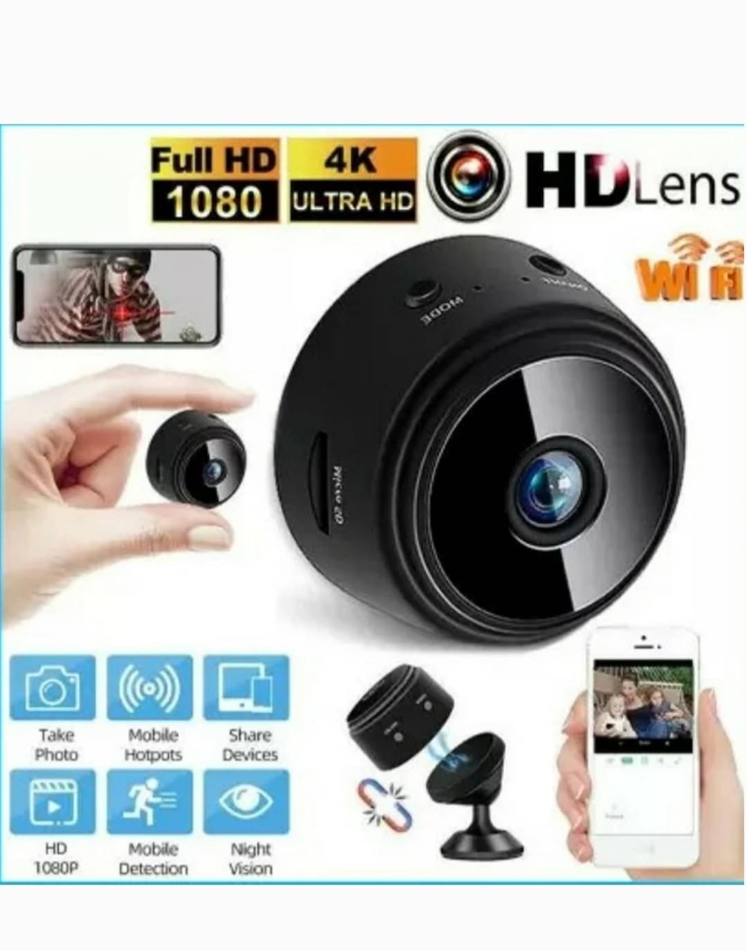     			Hidden MINI CAMERA Wi-Fi Dome 1080