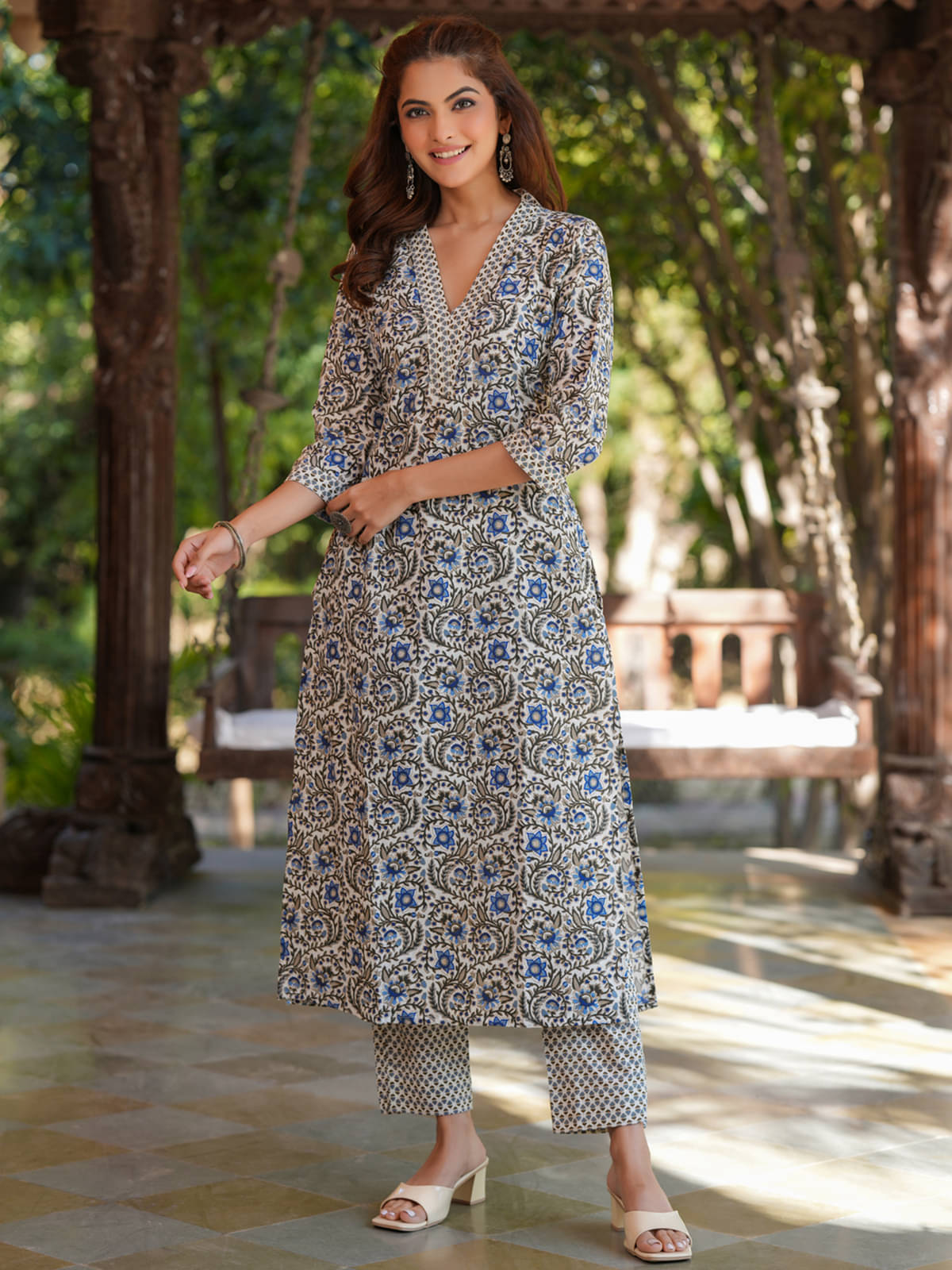 Janasya Cotton Printed Kurti With Pants Women's Stitched Salwar Suit - Cream ( Pack of 1 ) Janasya Cotton Printed Kurti With Pants Women's Stitched Salwar Suit - Cream ( Pack of 1 )