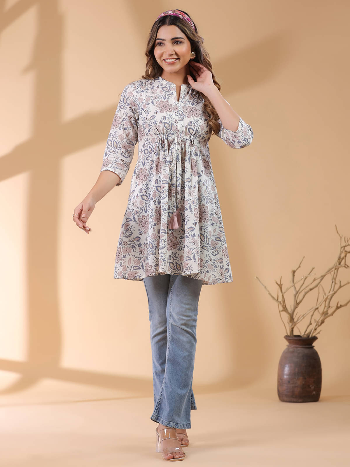     			Janasya Women's Cotton Tunic ( Off White )