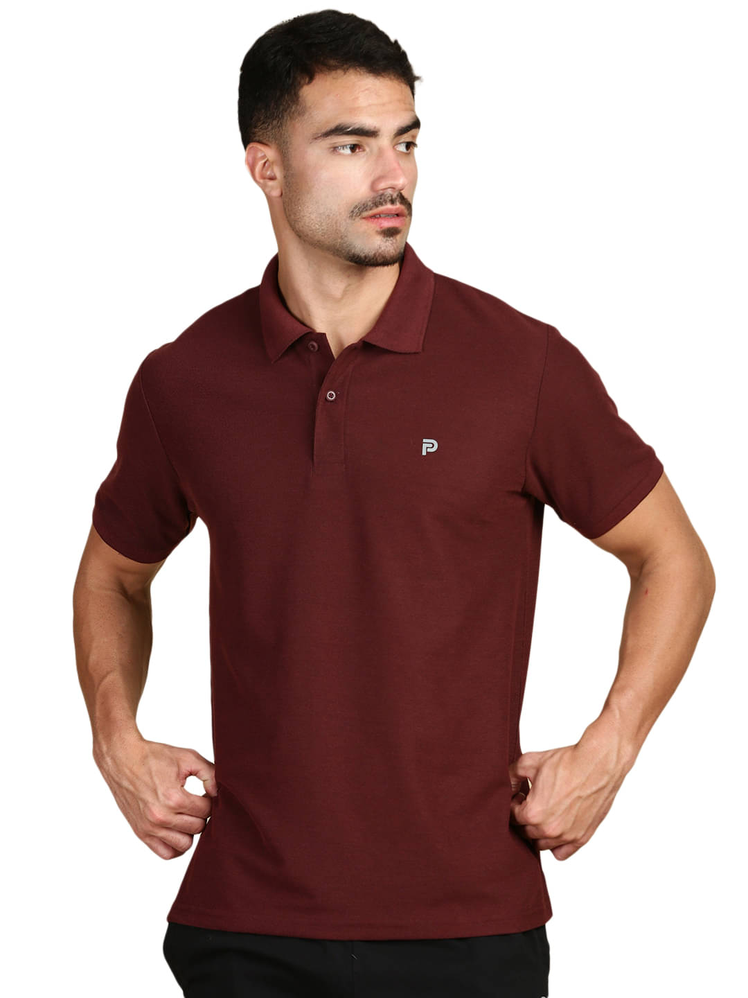 LUX PARKER Pack of 1 Cotton Blend Regular Fit Solid Half Sleeves Men's Polo T Shirt ( Coffee )     			LUX PARKER Pack of 1 Cotton Blend Regular Fit Solid Half Sleeves Men's Polo T Shirt ( Coffee )