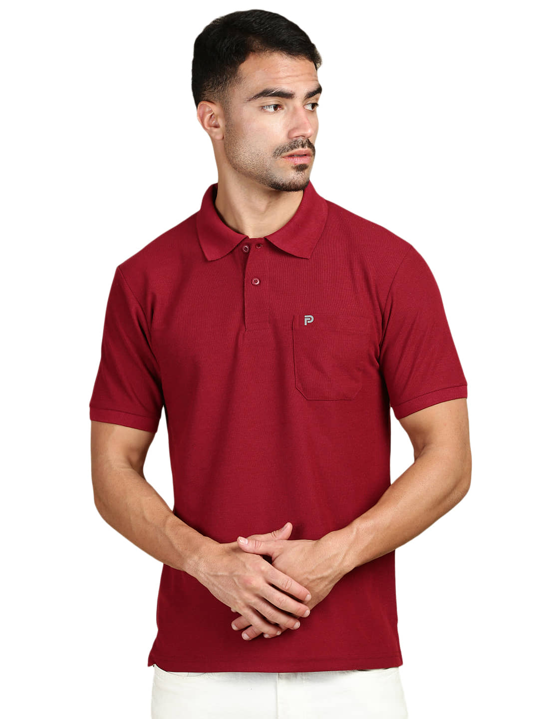 LUX PARKER Pack of 1 Cotton Blend Regular Fit Solid Half Sleeves Men's Polo T Shirt ( Maroon )
