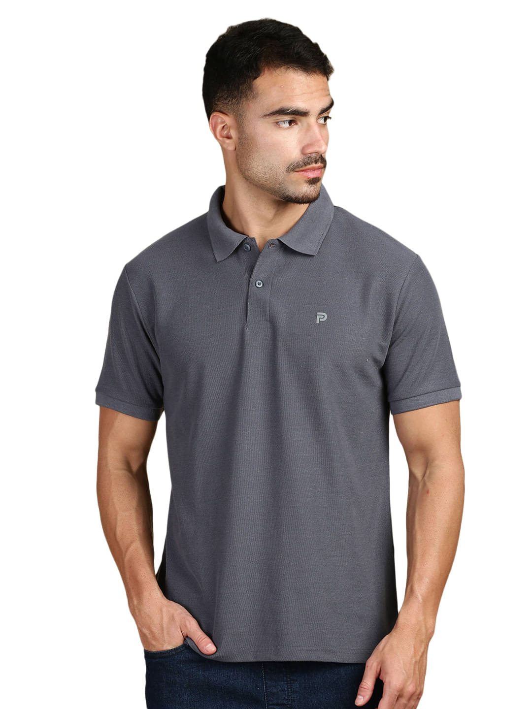     			LUX PARKER Pack of 1 Cotton Blend Regular Fit Solid Half Sleeves Men's Polo T Shirt ( Dark Grey )