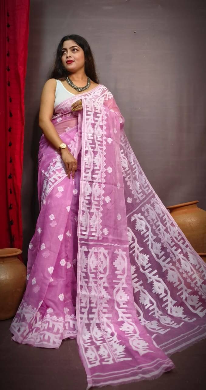     			SARADA HANDLOOM Cotton Printed Saree With Unstitched Blouse Piece ( Pink )