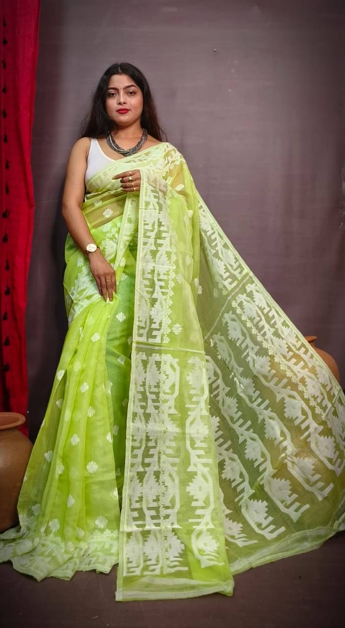     			SARADA HANDLOOM Cotton Printed Saree With Unstitched Blouse Piece ( Mint Green )