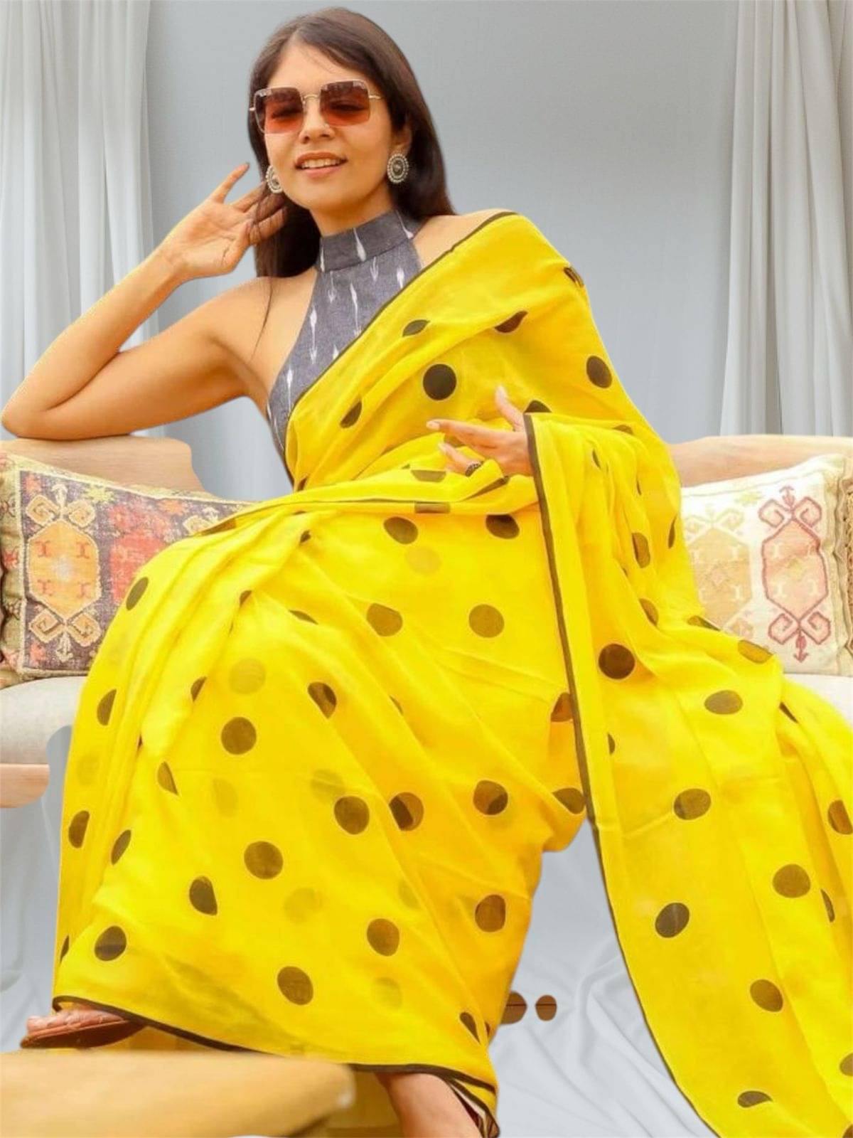 SARADA HANDLOOM Cotton Printed Saree With Unstitched Blouse Piece ( Yellow ) SARADA HANDLOOM Cotton Printed Saree With Unstitched Blouse Piece ( Yellow )