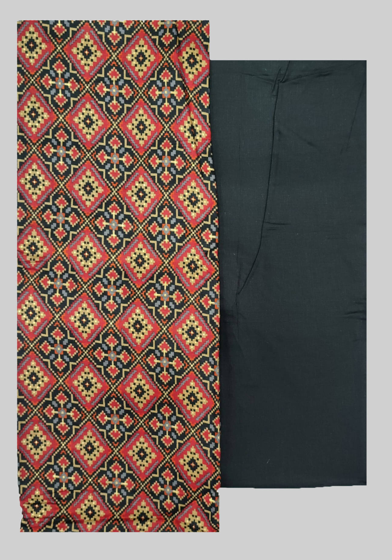     			Soul Essence Unstitched Cotton Printed Dress Material - Black ( Pack of 1 )