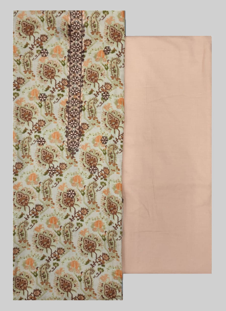     			Soul Essence Unstitched Cotton Printed Dress Material - Peach ( Pack of 1 )