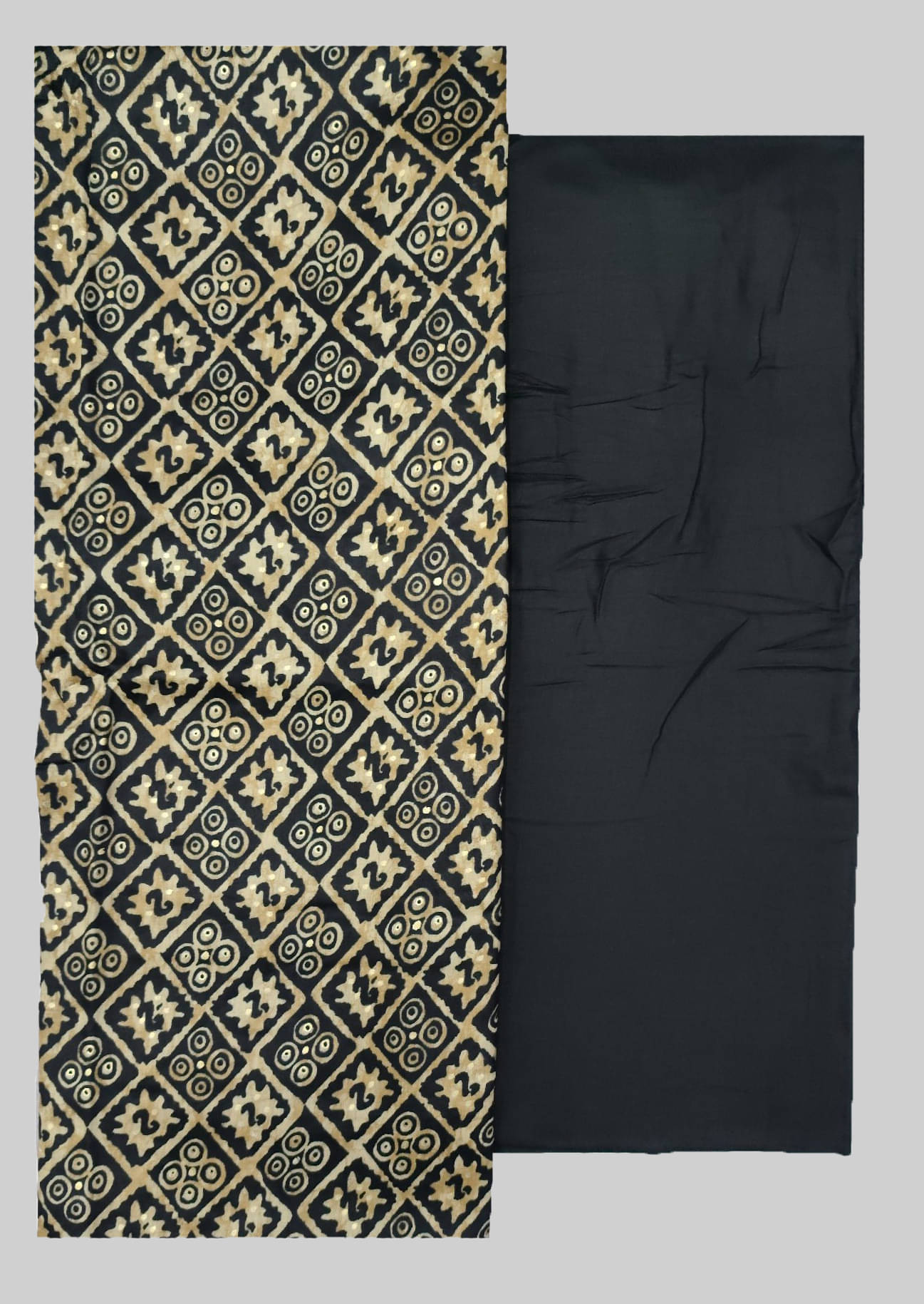     			Soul Essence Unstitched Cotton Printed Dress Material - Black ( Pack of 1 )