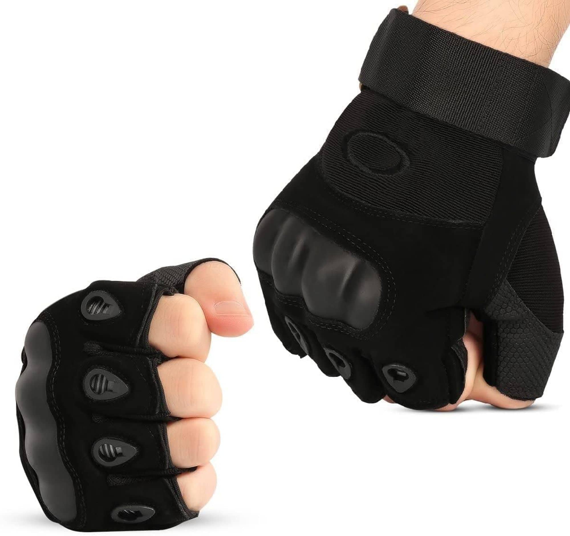 THRIFTKART - (1 Pair )Tactical Half Finger Gloves for Sports, Hard , Gym, Hiking, Cycling, Travelling, Camping, Outdoor, Boxing, Motorcycle Riding, Arm Shooting Gym Gloves (Black Color) - Sports and Fitness Equipment | Buy online on ZillyBuy