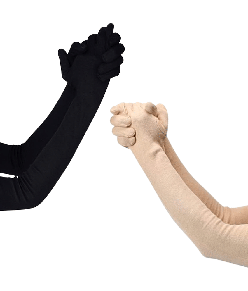 THRIFTKART Black,Beige Women's UV Protection Gloves ( Pack of 2 ) - Dupattas & Shawls | Buy online on ZillyBuy