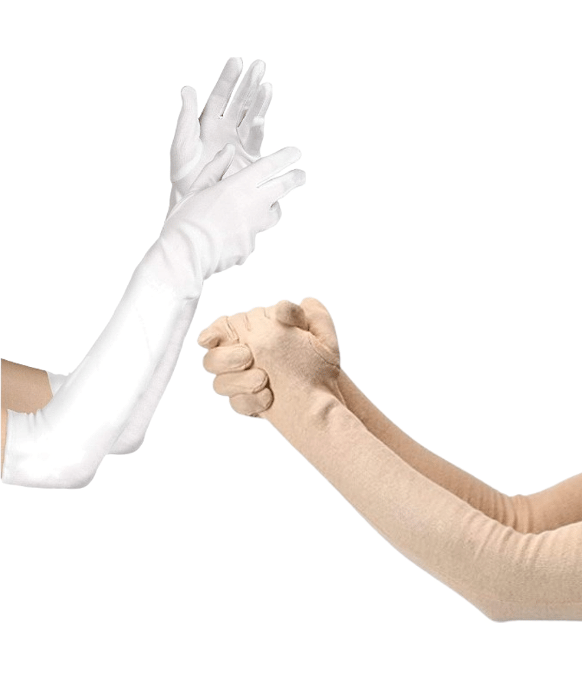 THRIFTKART White,Beige Women's UV Protection Gloves ( Pack of 2 ) - Dupattas & Shawls | Buy online on ZillyBuy