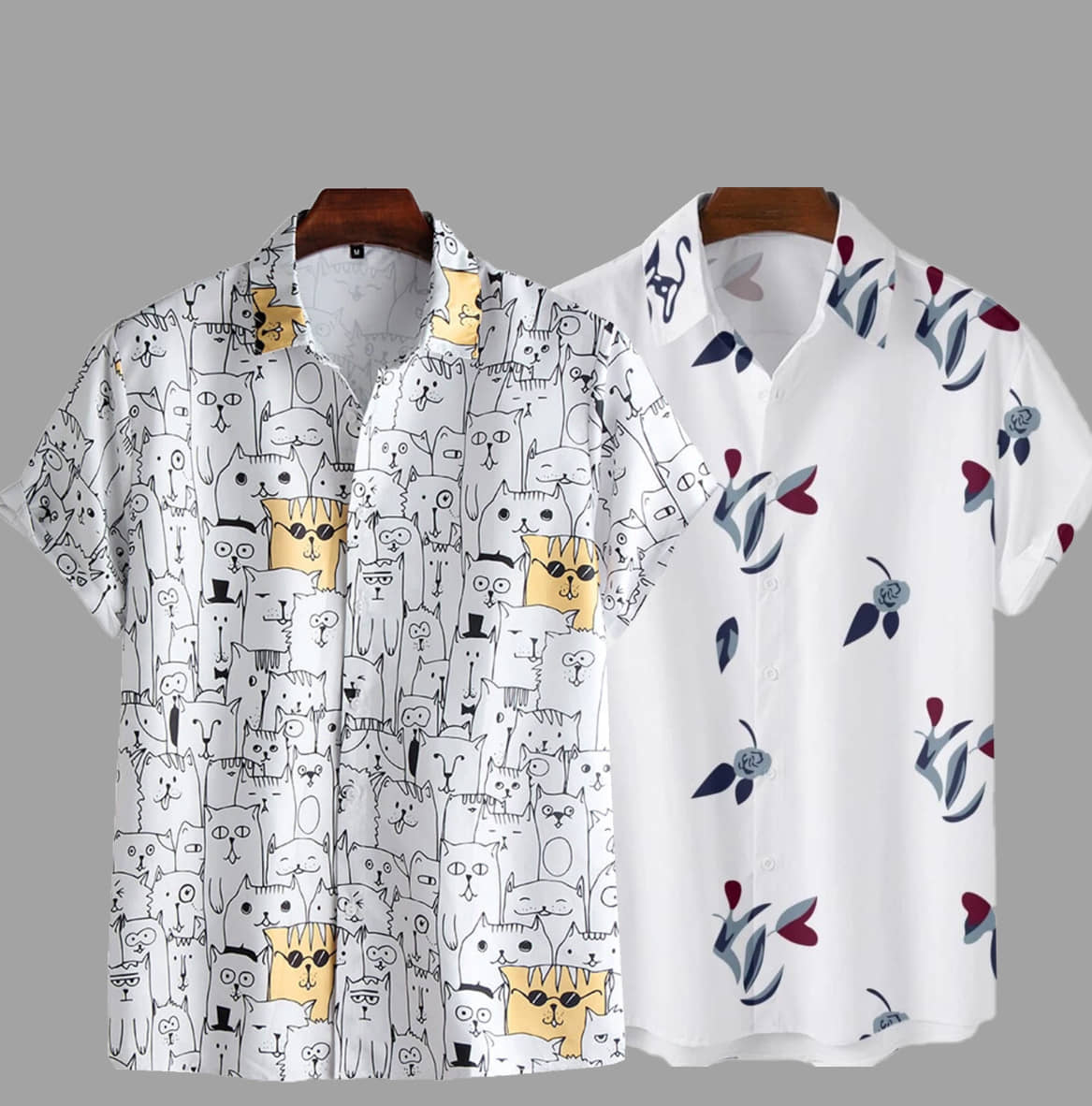 TIGERSNAKE Polyester Regular Fit Printed Half Sleeves Men's Casual Shirt - Multicolor ( Pack of 2 )