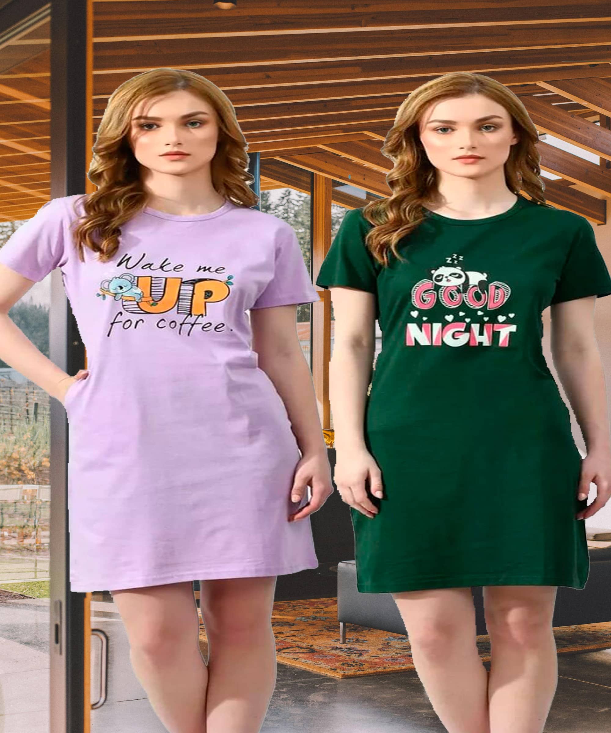 TWOCRAZIIE Women Cotton Printed T-shirt Dress ( Multicolor )