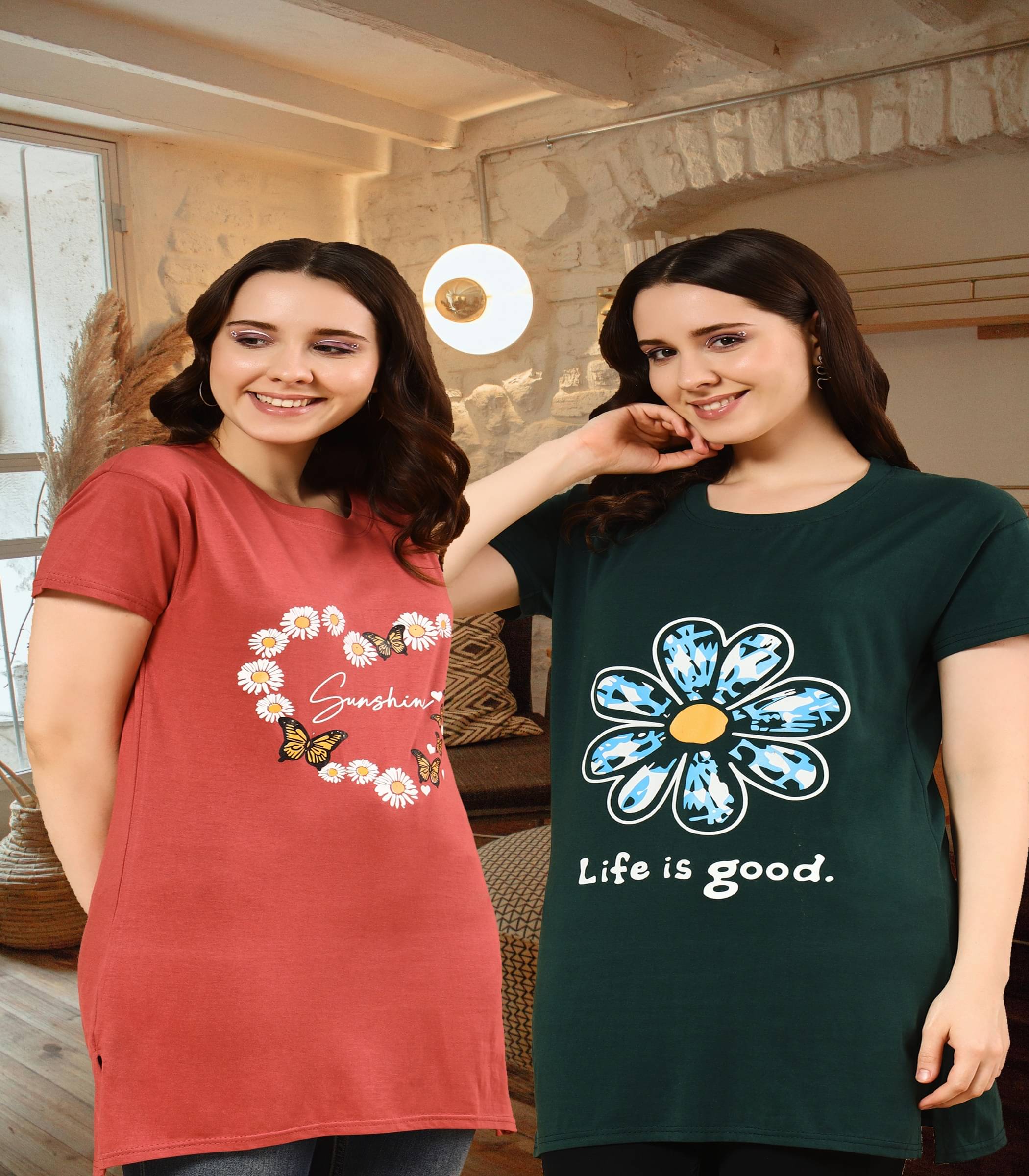     			TWOCRAZIIE Women Cotton Printed T-shirt Dress ( Multicolor )