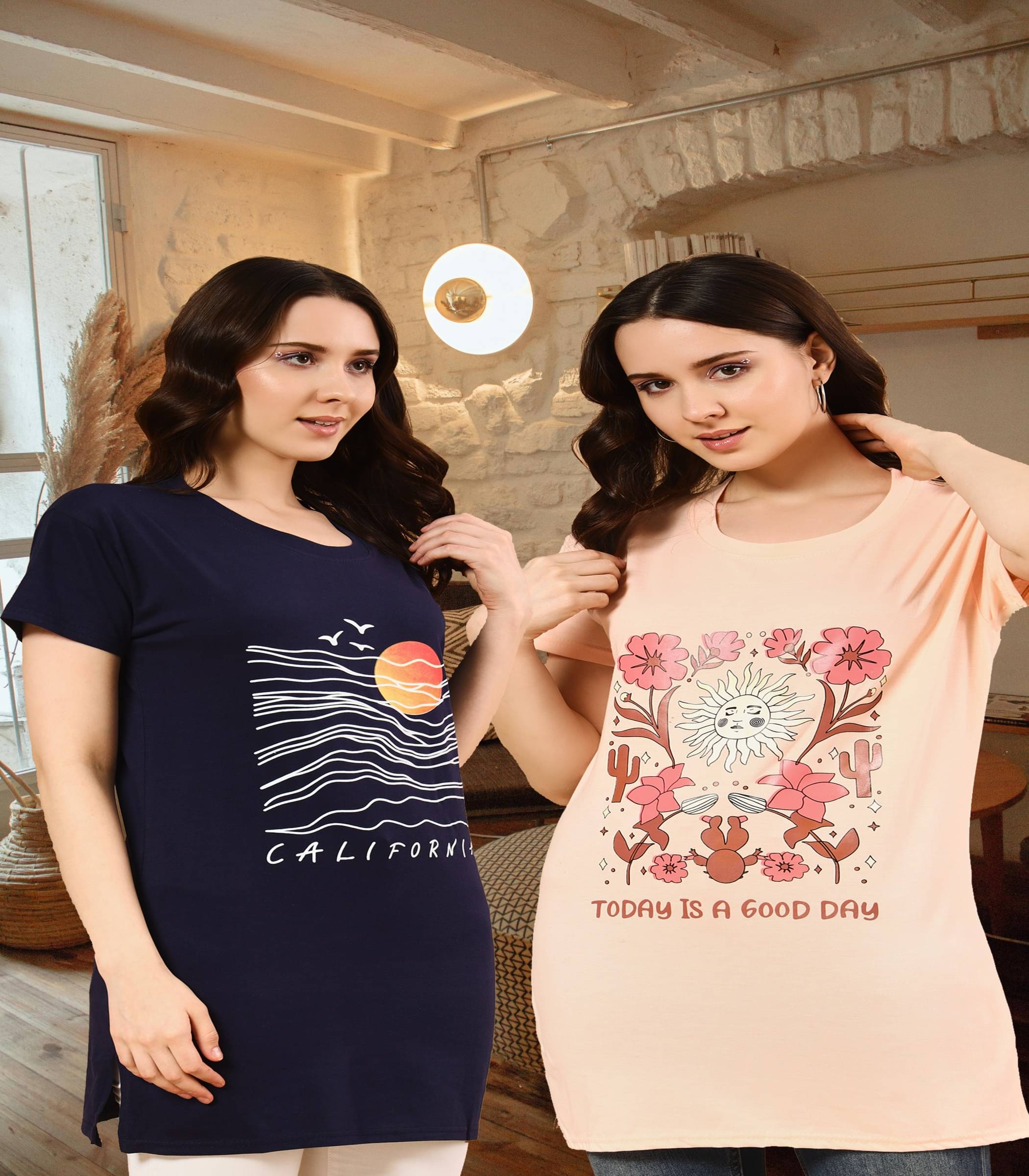     			TWOCRAZIIE Women Cotton Printed T-shirt Dress ( Multicolor )
