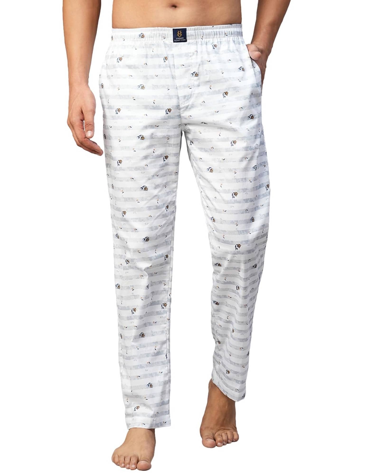 URBAN SCOTTISH Pack of 1 Pyjama For Men's ( White )