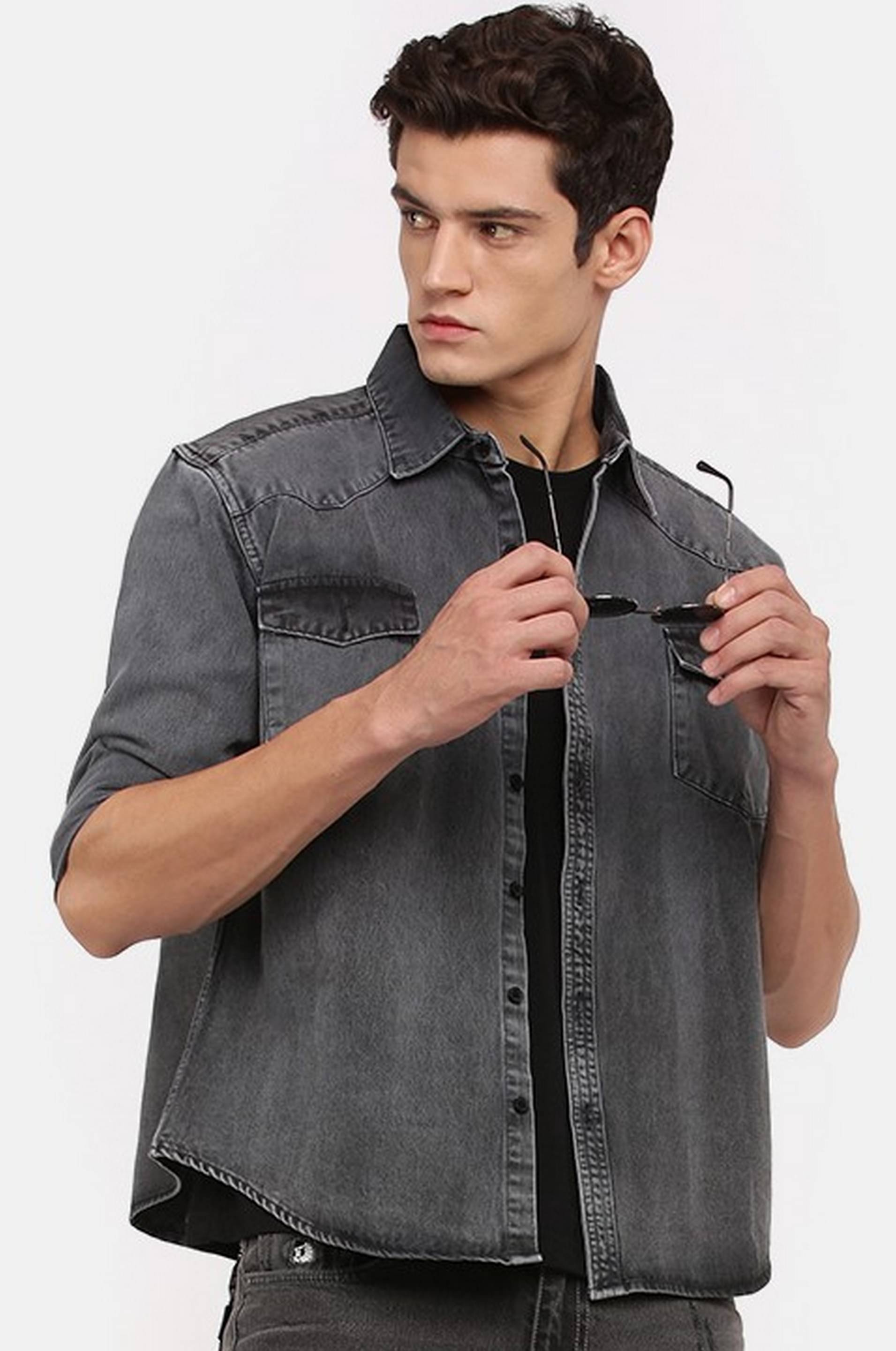 VOXATI Denim Regular Fit Solids Full Sleeves Men's Casual Shirt - Grey ( Pack of 1 ) VOXATI Denim Regular Fit Solids Full Sleeves Men's Casual Shirt - Grey ( Pack of 1 )