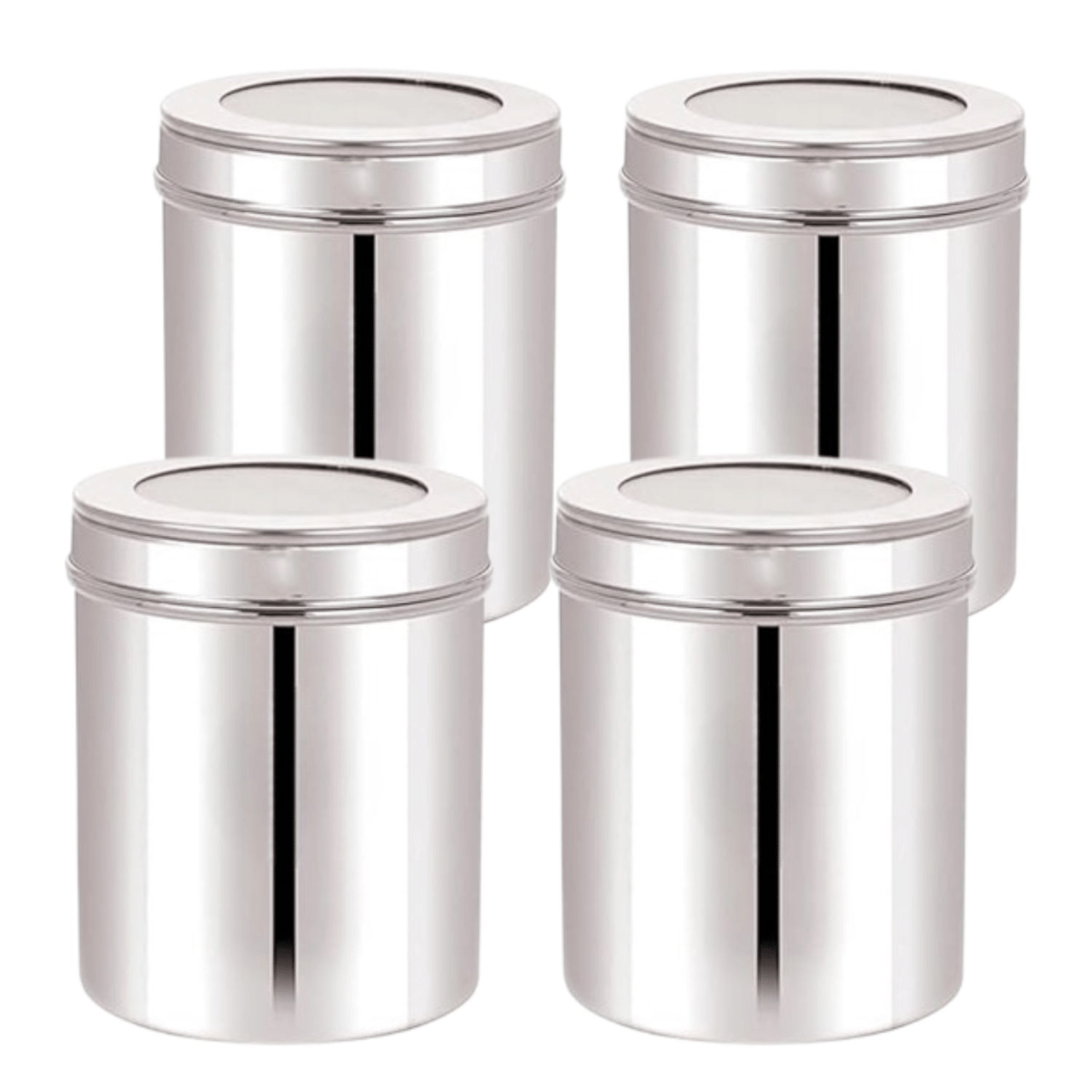 Visaxmi Grocery Container Steel Silver Food Container ( Set of 4 )