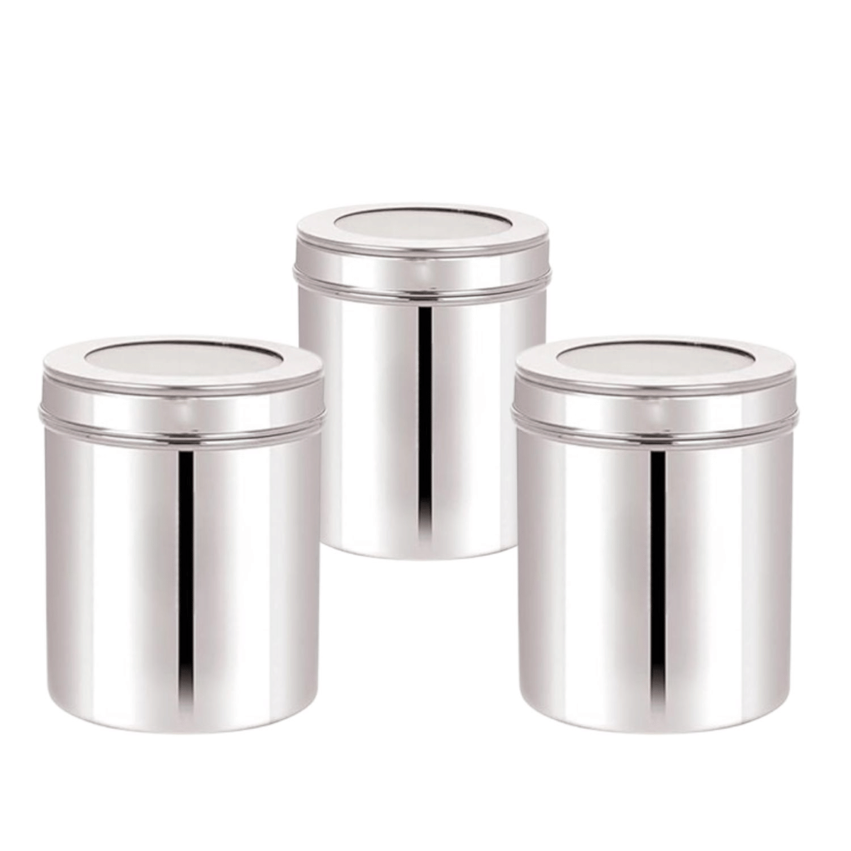 Visaxmi Steel Container Set Steel Silver Utility Container ( Set of 3 )     			Visaxmi Steel Container Set Steel Silver Utility Container ( Set of 3 )