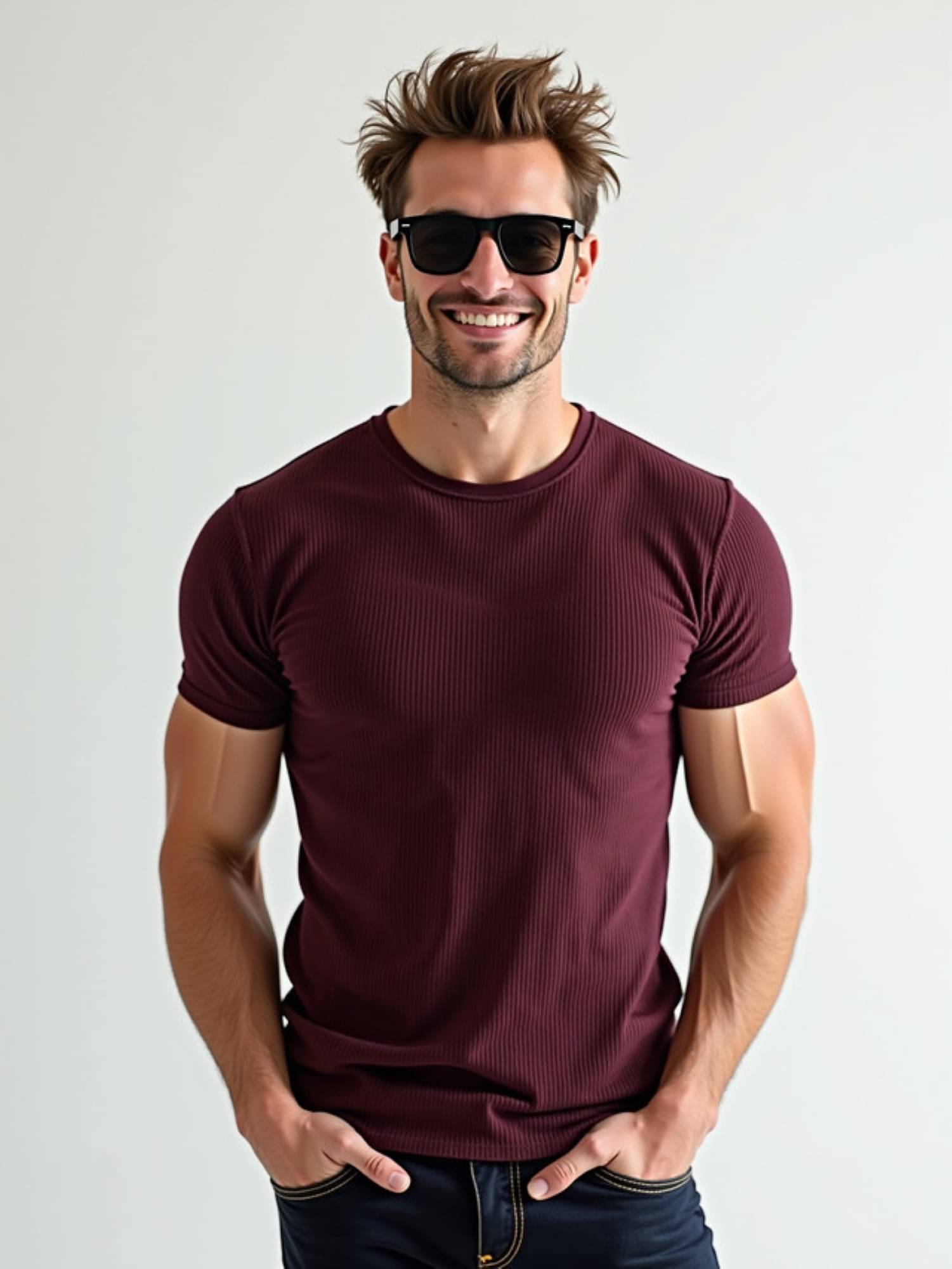     			fashion and youth Cotton Blend Regular Fit Solid Half Sleeves Men's Round T-Shirt - Maroon ( Pack of 1 )