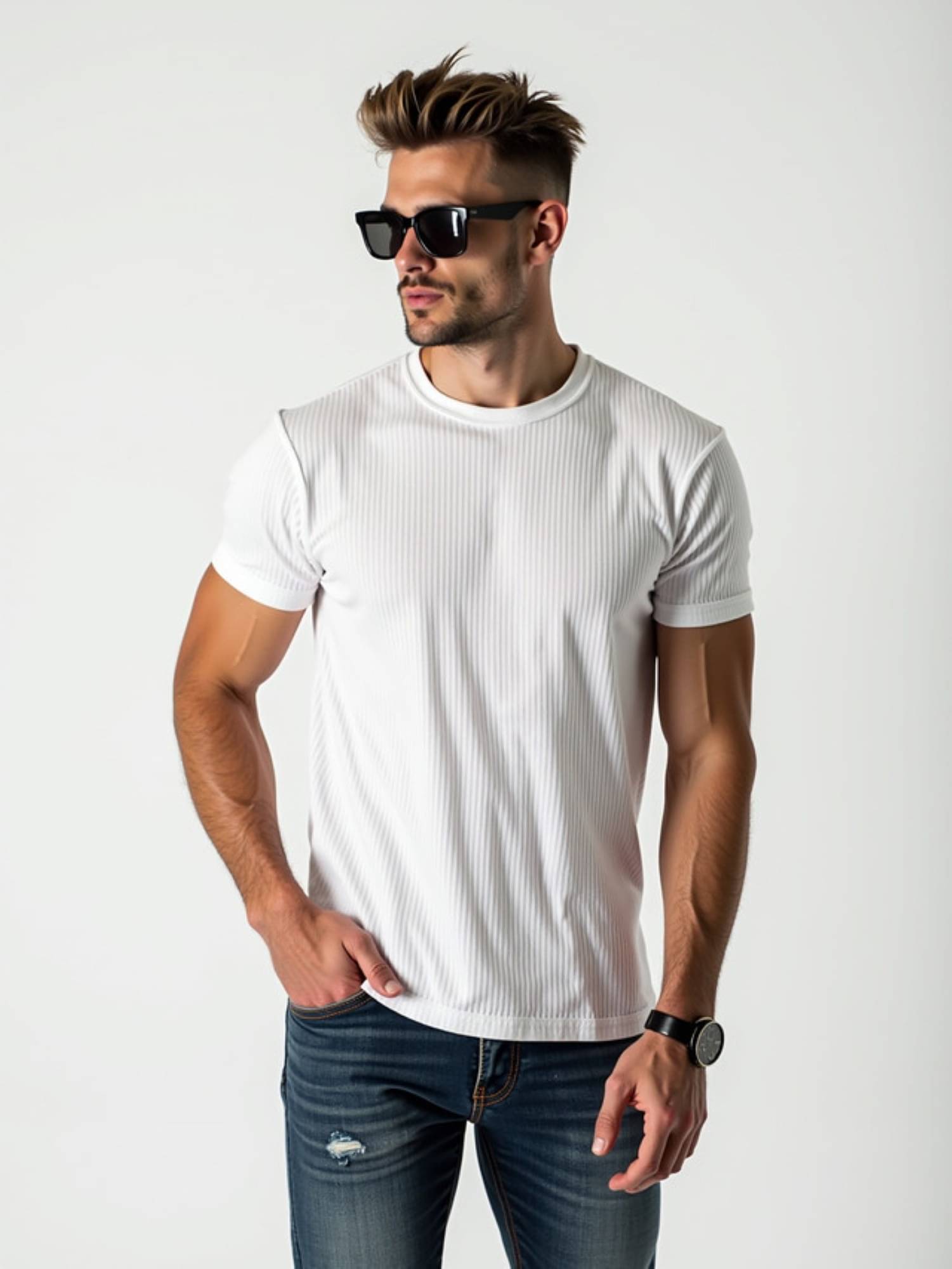 fashion and youth Cotton Blend Regular Fit Solid Half Sleeves Men's Round T-Shirt - White ( Pack of 1 )     			fashion and youth Cotton Blend Regular Fit Solid Half Sleeves Men's Round T-Shirt - White ( Pack of 1 )