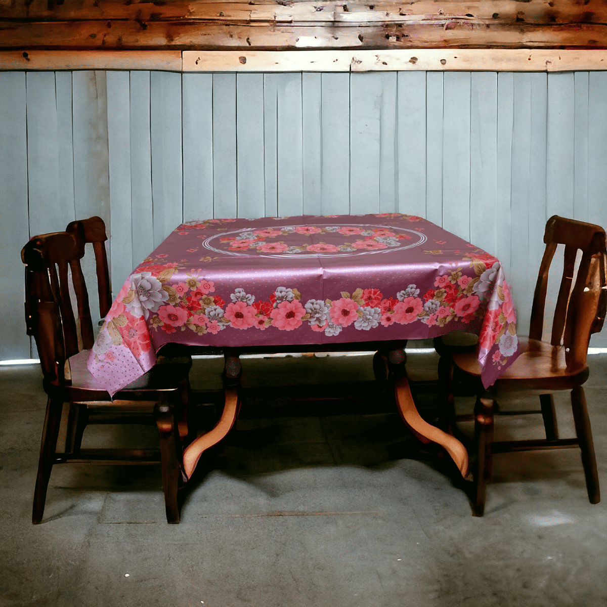 mopak decor Printed Polyester 4 Seater Square Table Cover ( 137 x 91 ) cm Pack of 1 Maroon