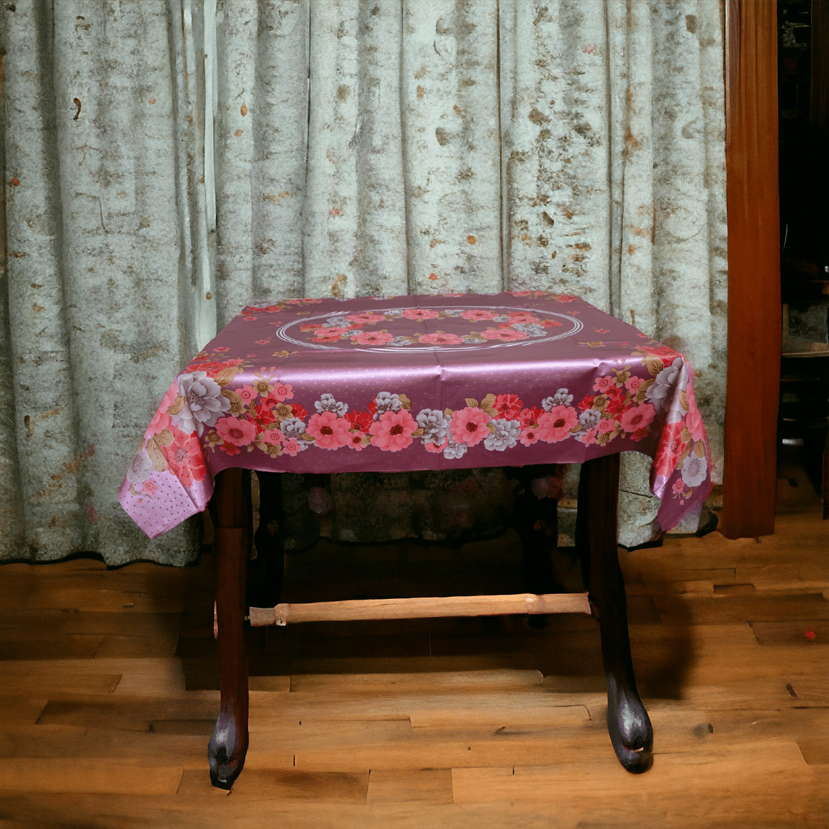     			mopak decor Printed Polyester 4 Seater Square Table Cover ( 137 x 91 ) cm Pack of 1 Maroon