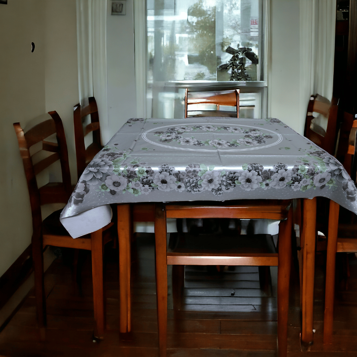     			mopak decor Printed Polyester 4 Seater Square Table Cover ( 137 x 91 ) cm Pack of 1 Gray