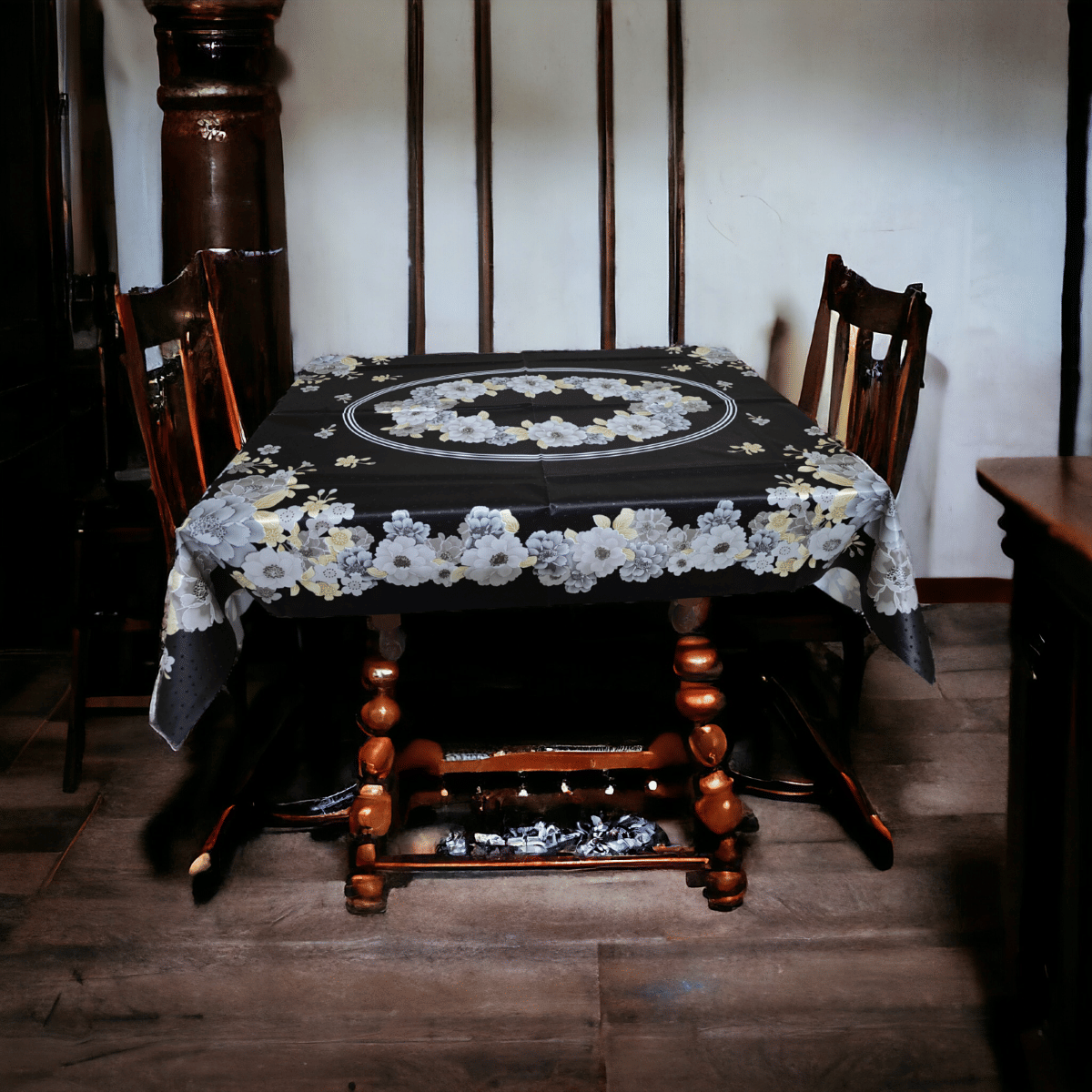     			mopak decor Printed Polyester 4 Seater Square Table Cover ( 137 x 91 ) cm Pack of 1 Black