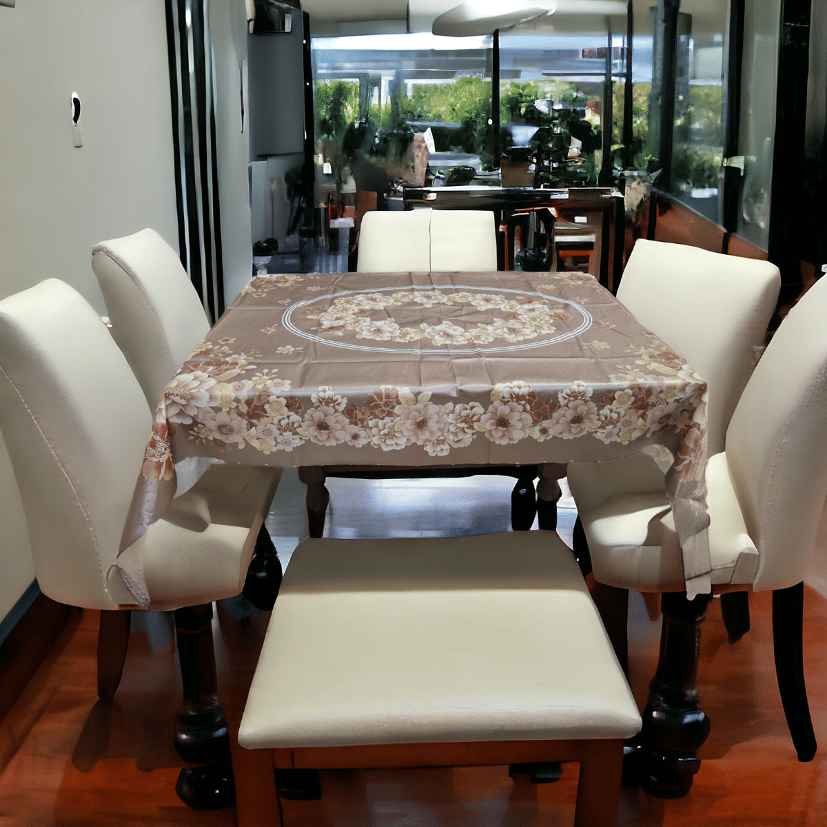     			mopak decor Printed Polyester 4 Seater Rectangle Table Cover ( 137 x 91 ) cm Pack of 1 Brown
