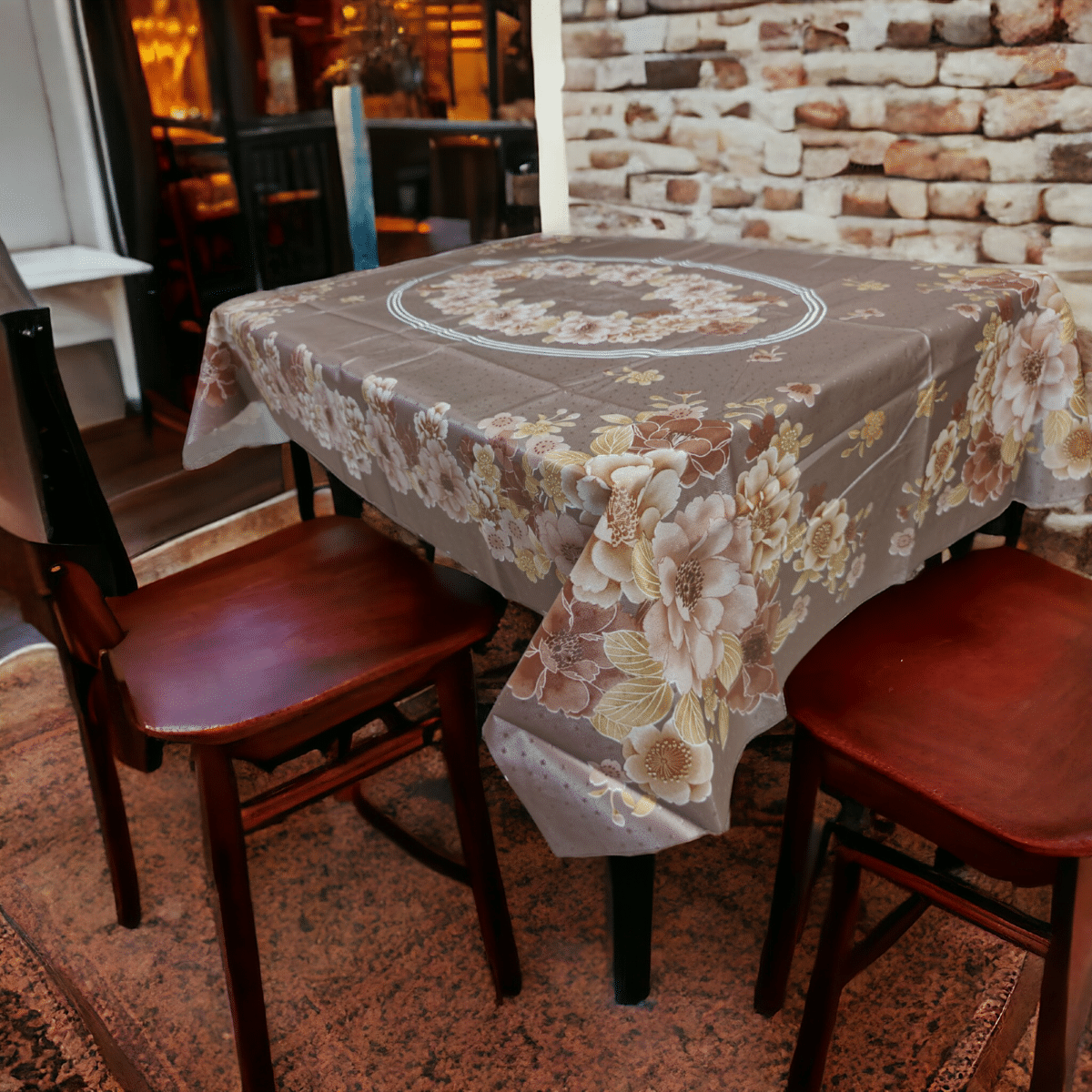     			mopak decor Printed Polyester 4 Seater Square Table Cover ( 137 x 91 ) cm Pack of 1 Brown