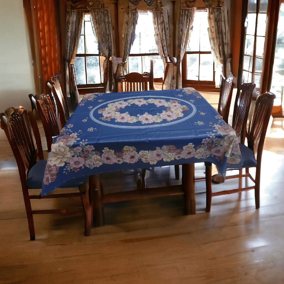 mopak decor Printed Polyester 4 Seater Square Table Cover ( 137 x 91 ) cm Pack of 1 Blue mopak decor Printed Polyester 4 Seater Square Table Cover ( 137 x 91 ) cm Pack of 1 Blue