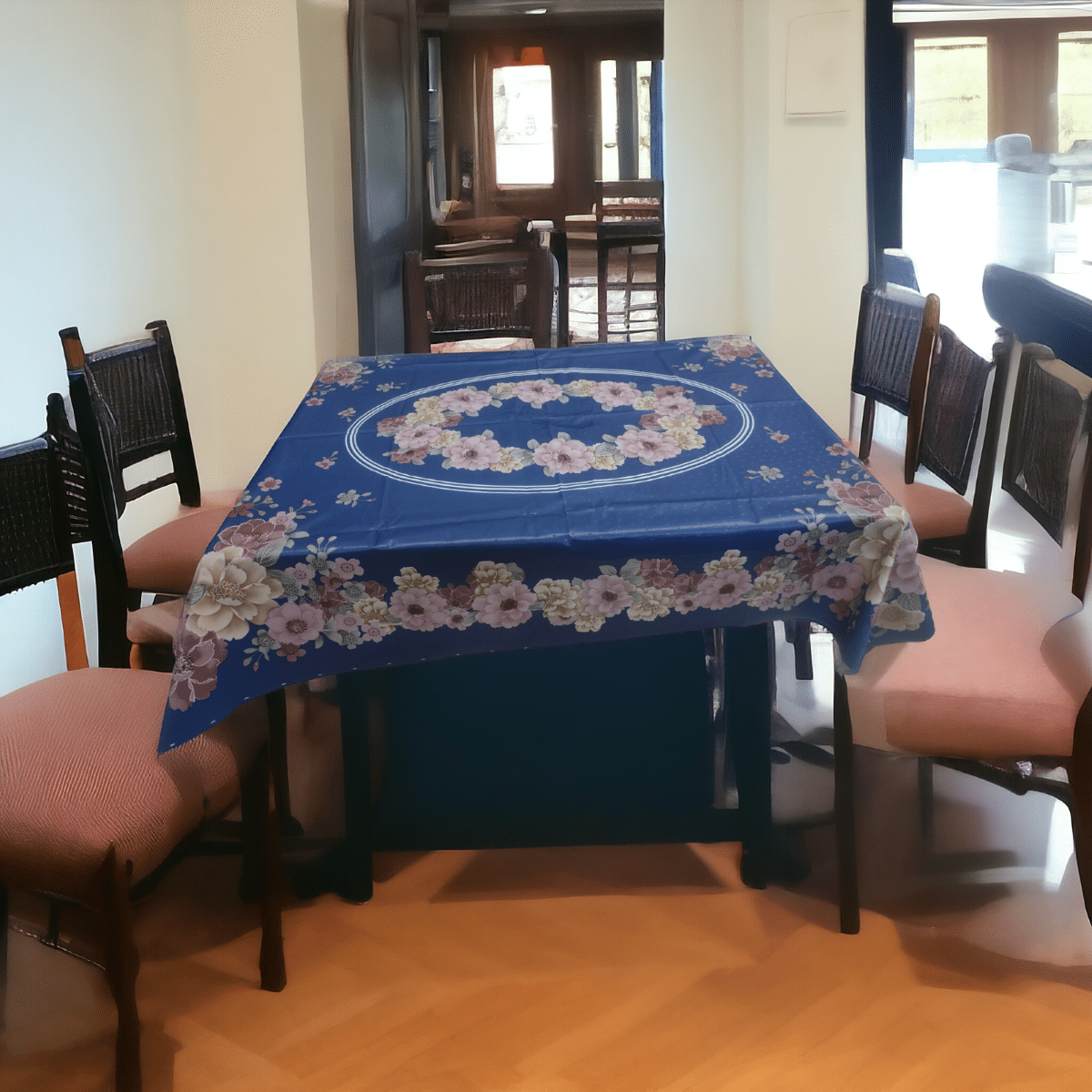 mopak decor Printed Polyester 4 Seater Square Table Cover ( 137 x 91 ) cm Pack of 1 Blue mopak decor Printed Polyester 4 Seater Square Table Cover ( 137 x 91 ) cm Pack of 1 Blue